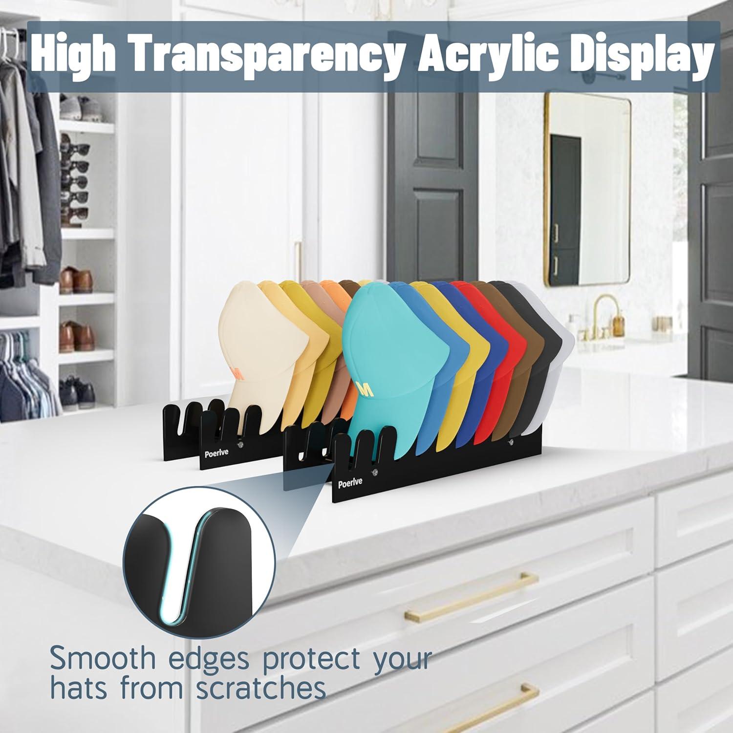 Organizador de Sombreros Poerlve Acrílico Negro 10 Gorras