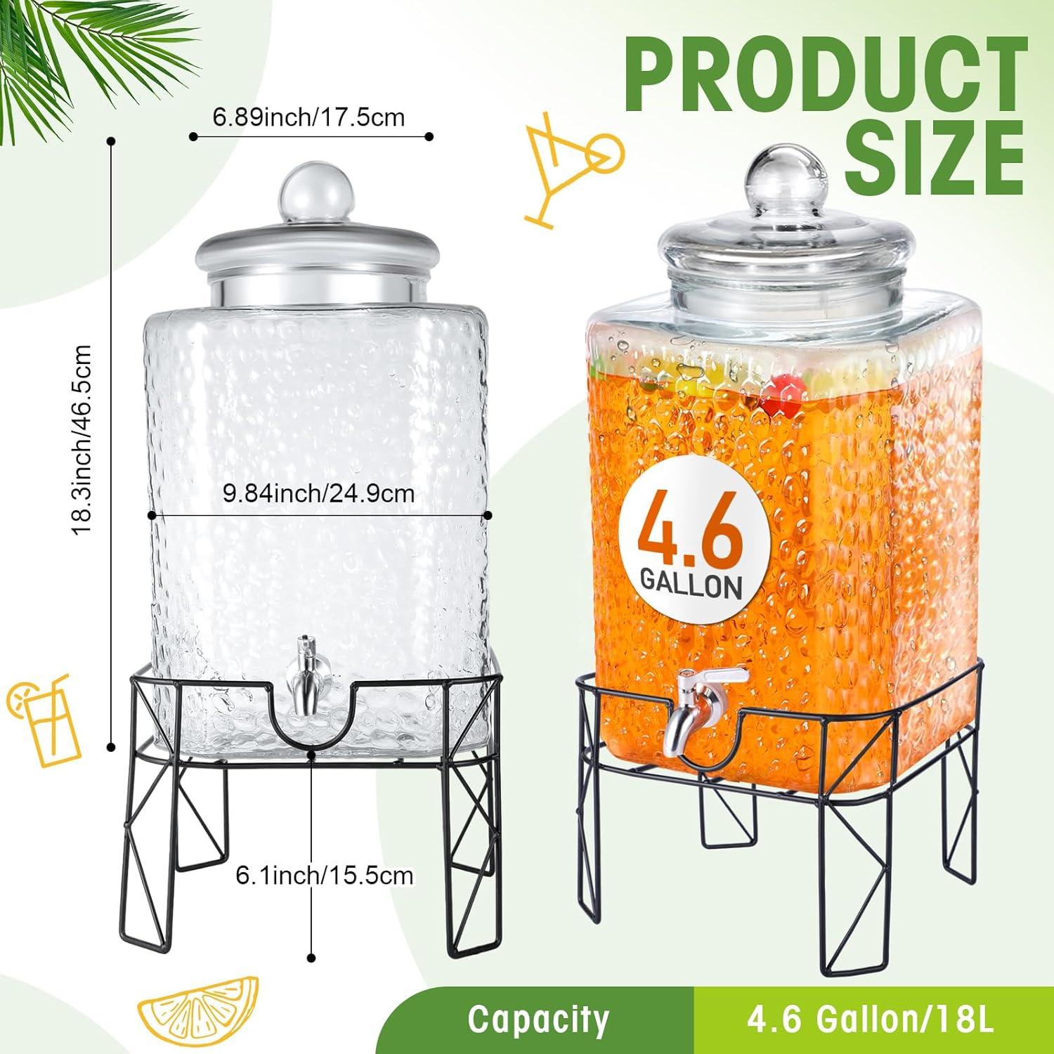 Dispensador de Bebidas de Vidrio Honeydak 17.4L con Grifo