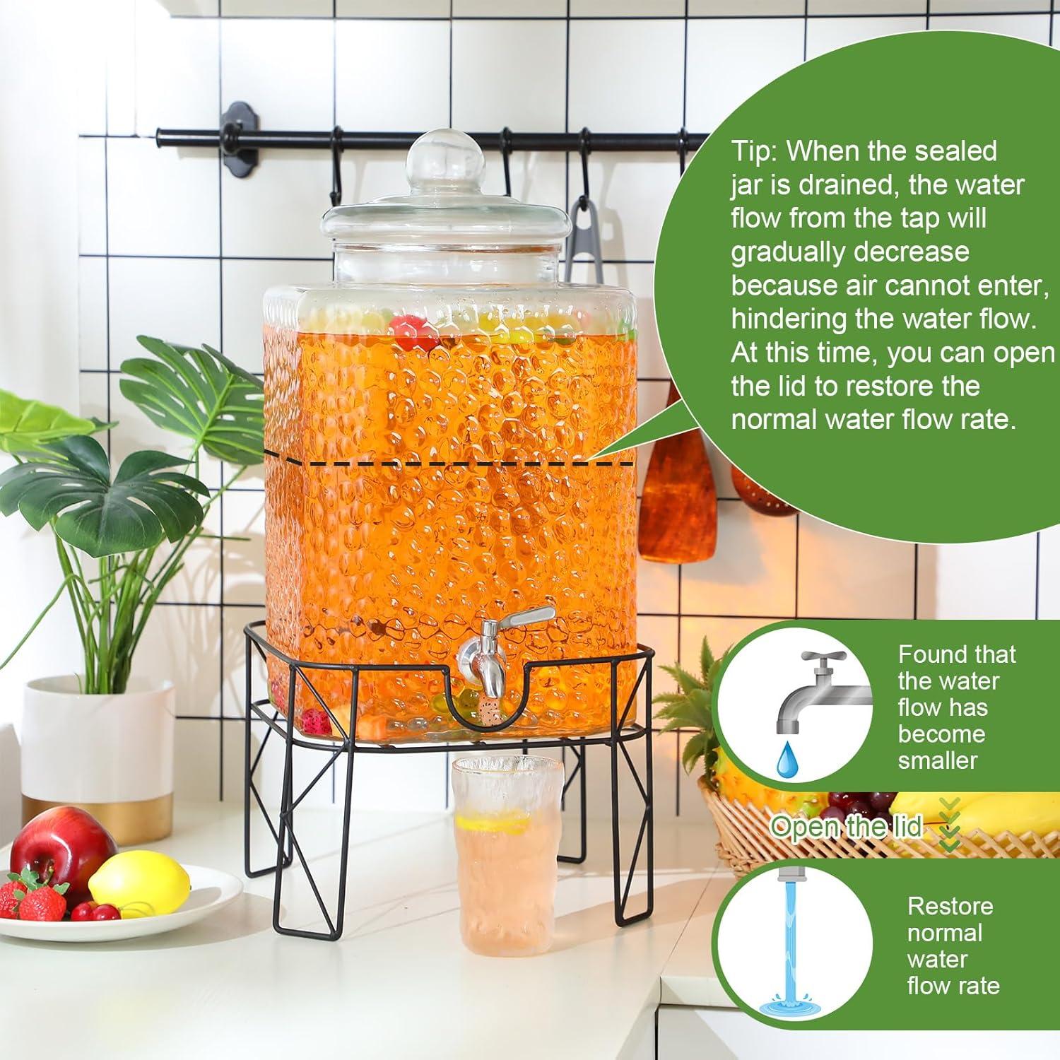 Dispensador de Bebidas de Vidrio Honeydak 17.4L con Grifo