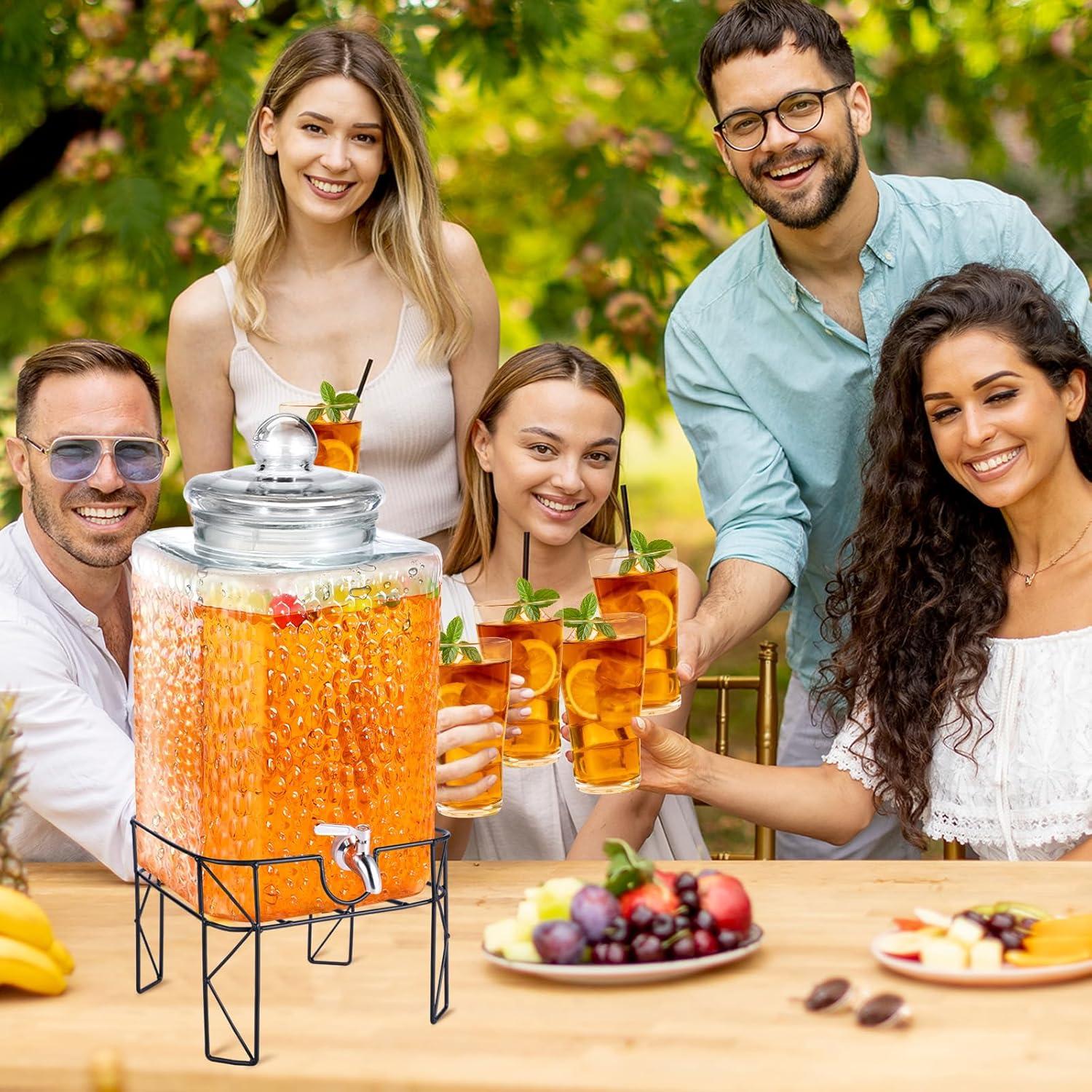 Dispensador de Bebidas de Vidrio Honeydak 17.4L con Grifo