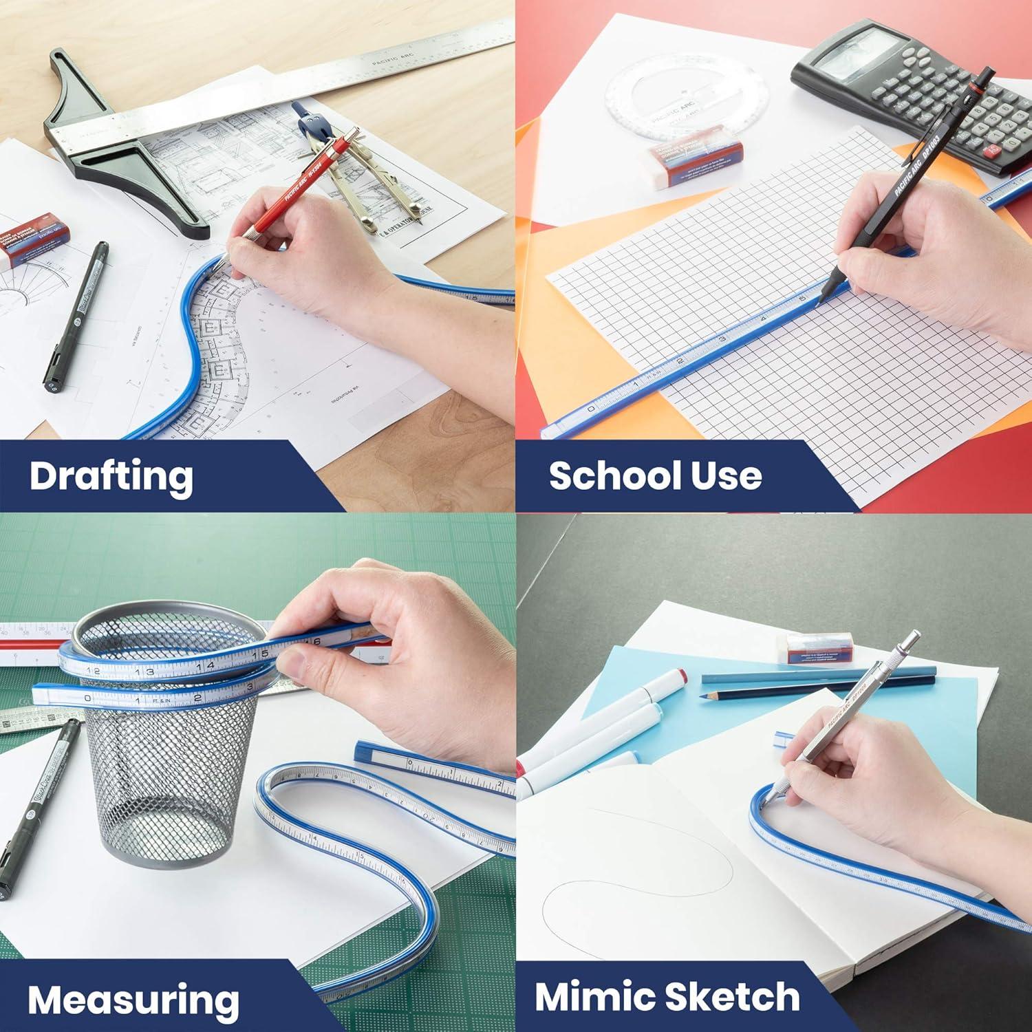 Regla Curva Flexible Graduada 50 cm Pacific Arc con Bisel