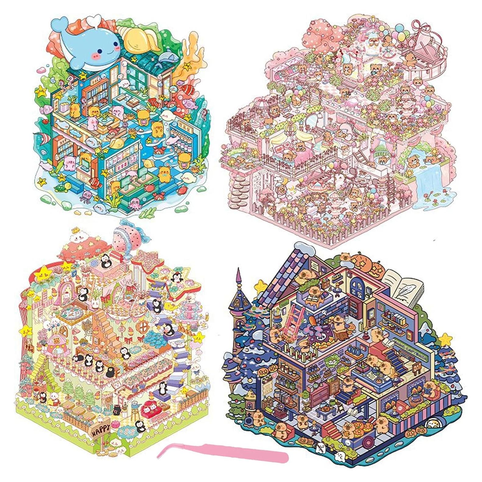 4 Juegos de Stickers 3D DIY Casa BROVITI - Alivio Estrés