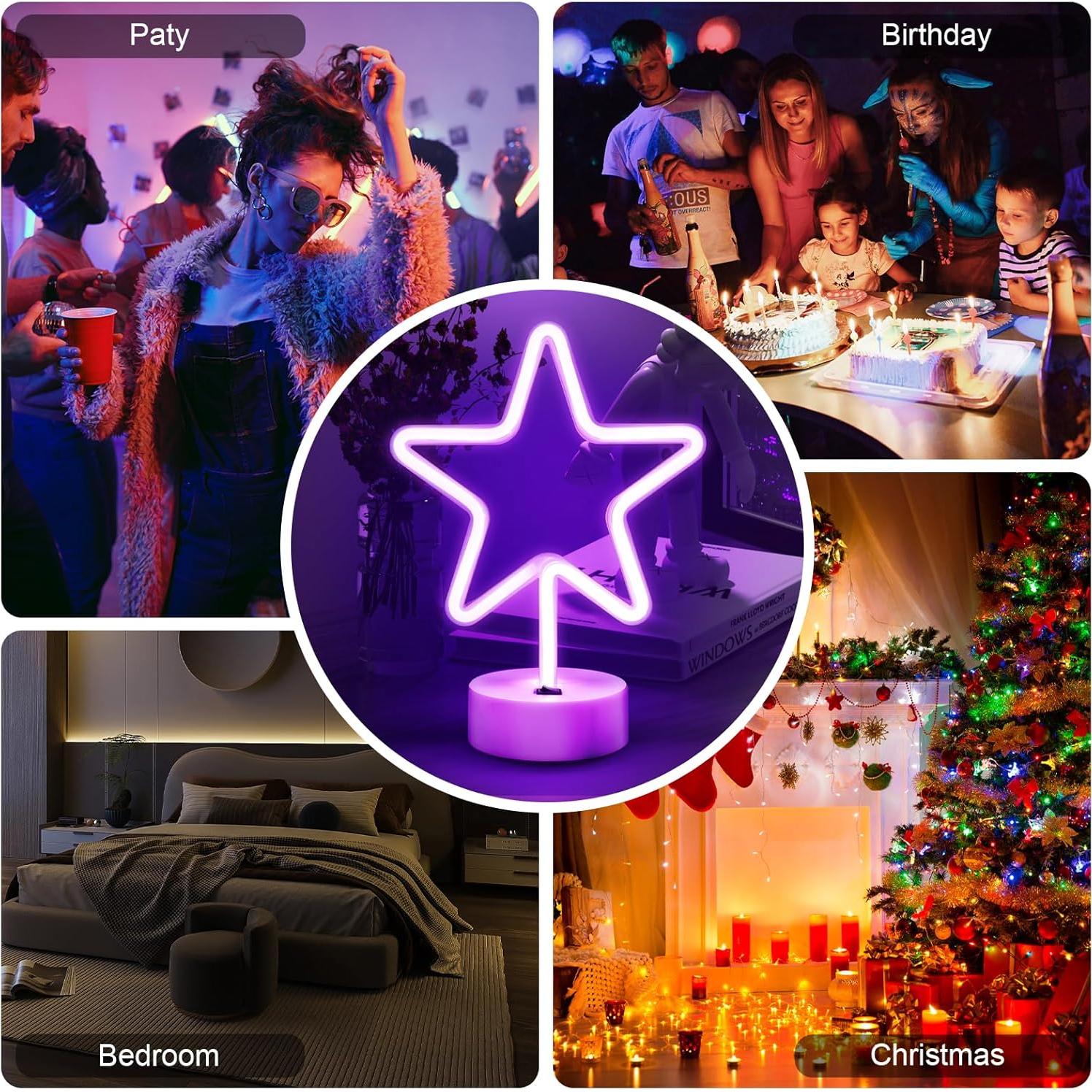 Luz de Neón Estrella Púrpura LED UrsaMajor 10x19cm