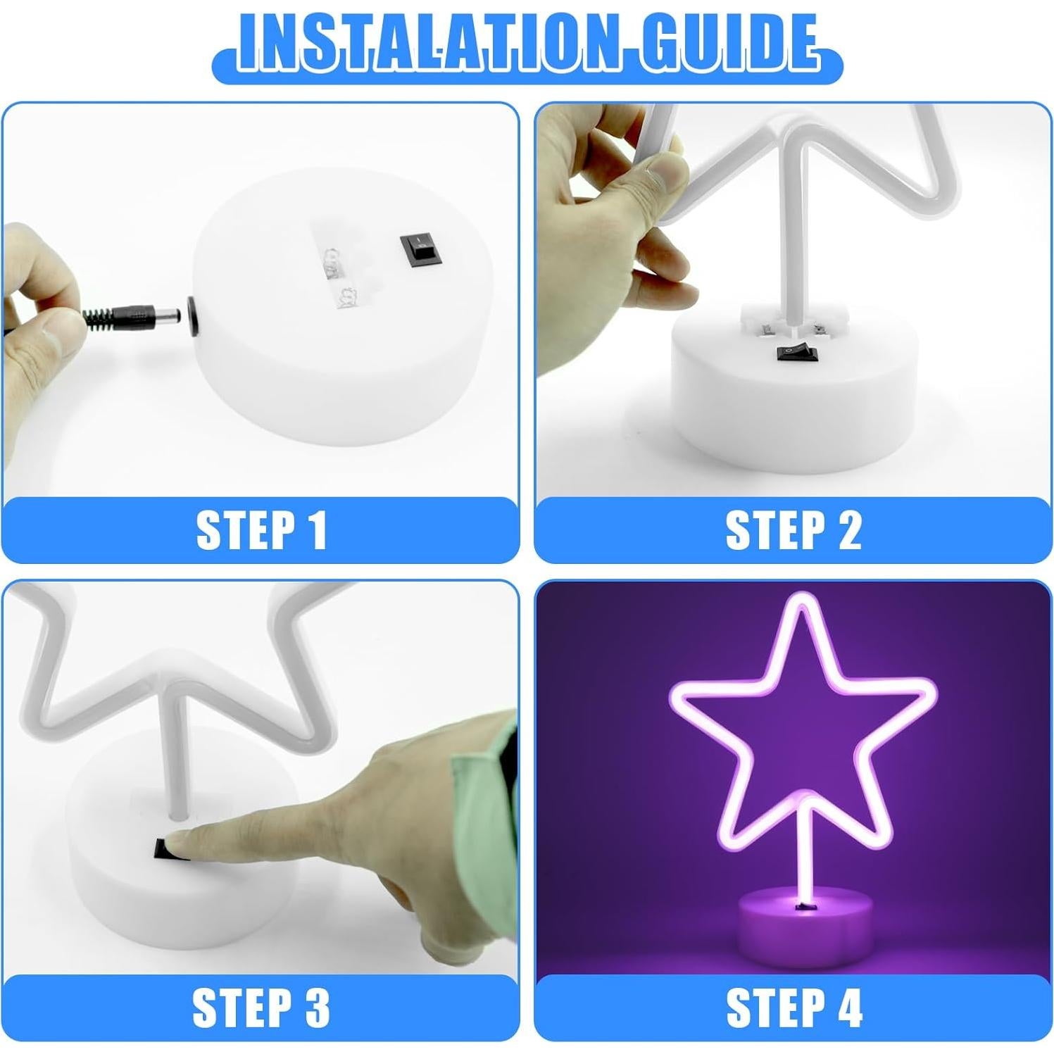 Luz de Neón Estrella Púrpura LED UrsaMajor 10x19cm