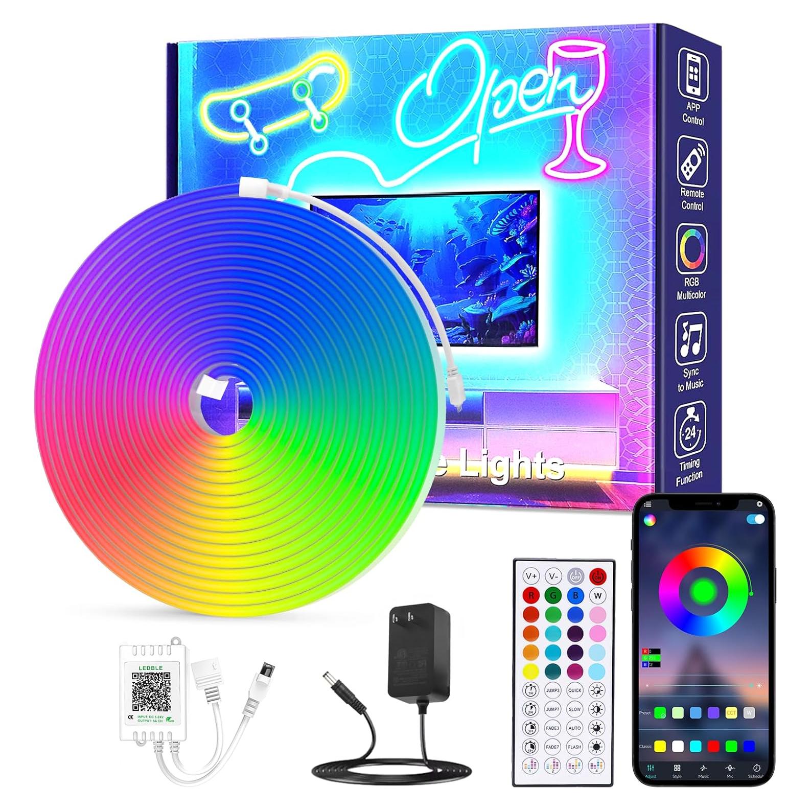 Tira LED Neón RGB 5m AXMVEZ Control APP y Remoto IP67