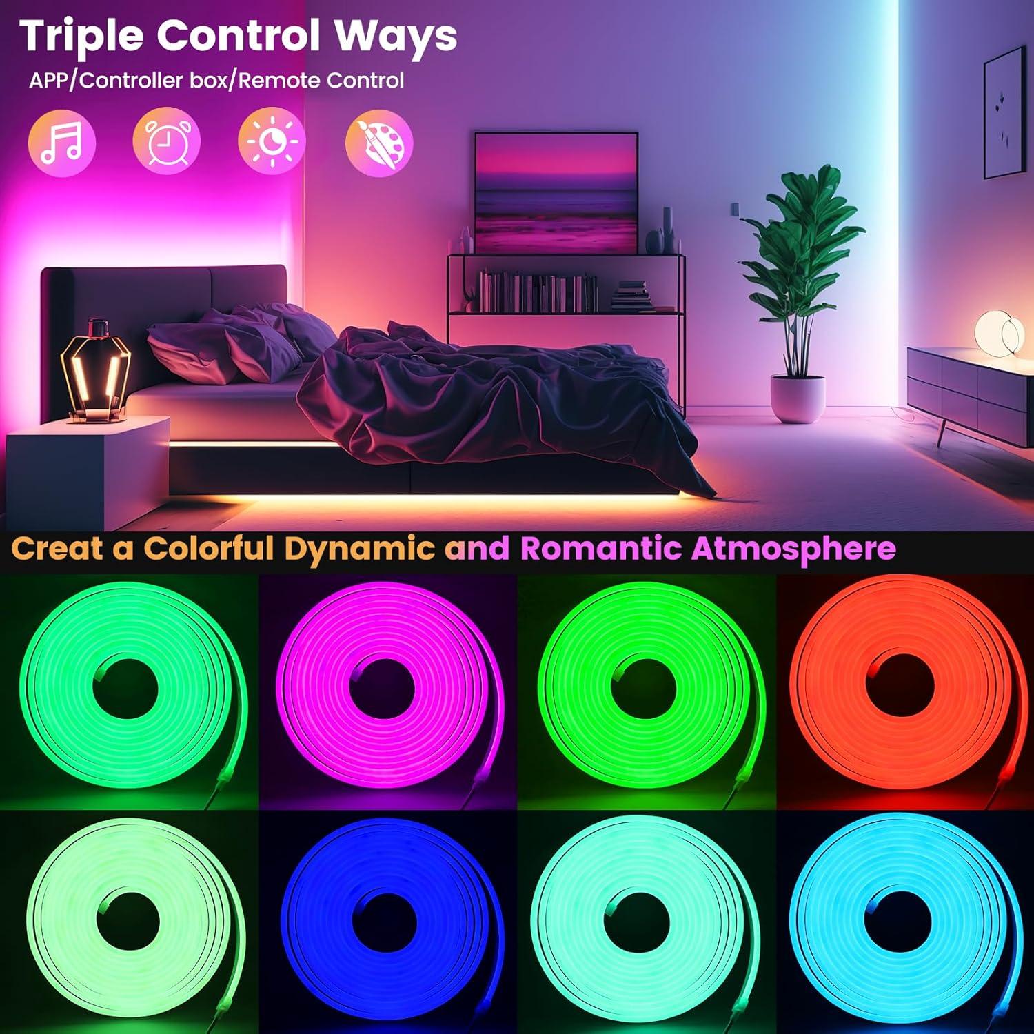Tira LED Neón RGB 5m AXMVEZ Control APP y Remoto IP67