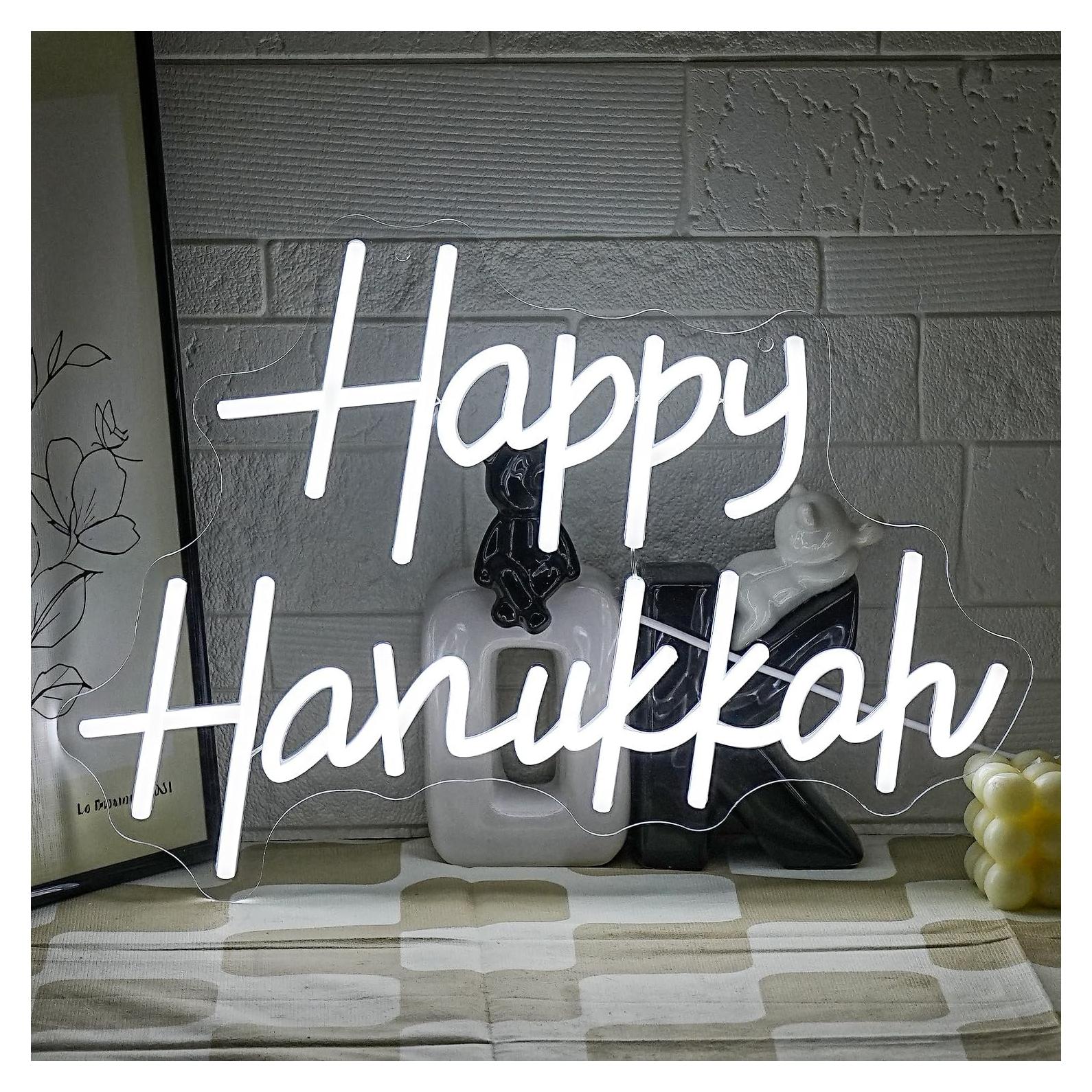 Letrero de Neón Feliz Janucá LED 42x29 cm Decoración Religiosa