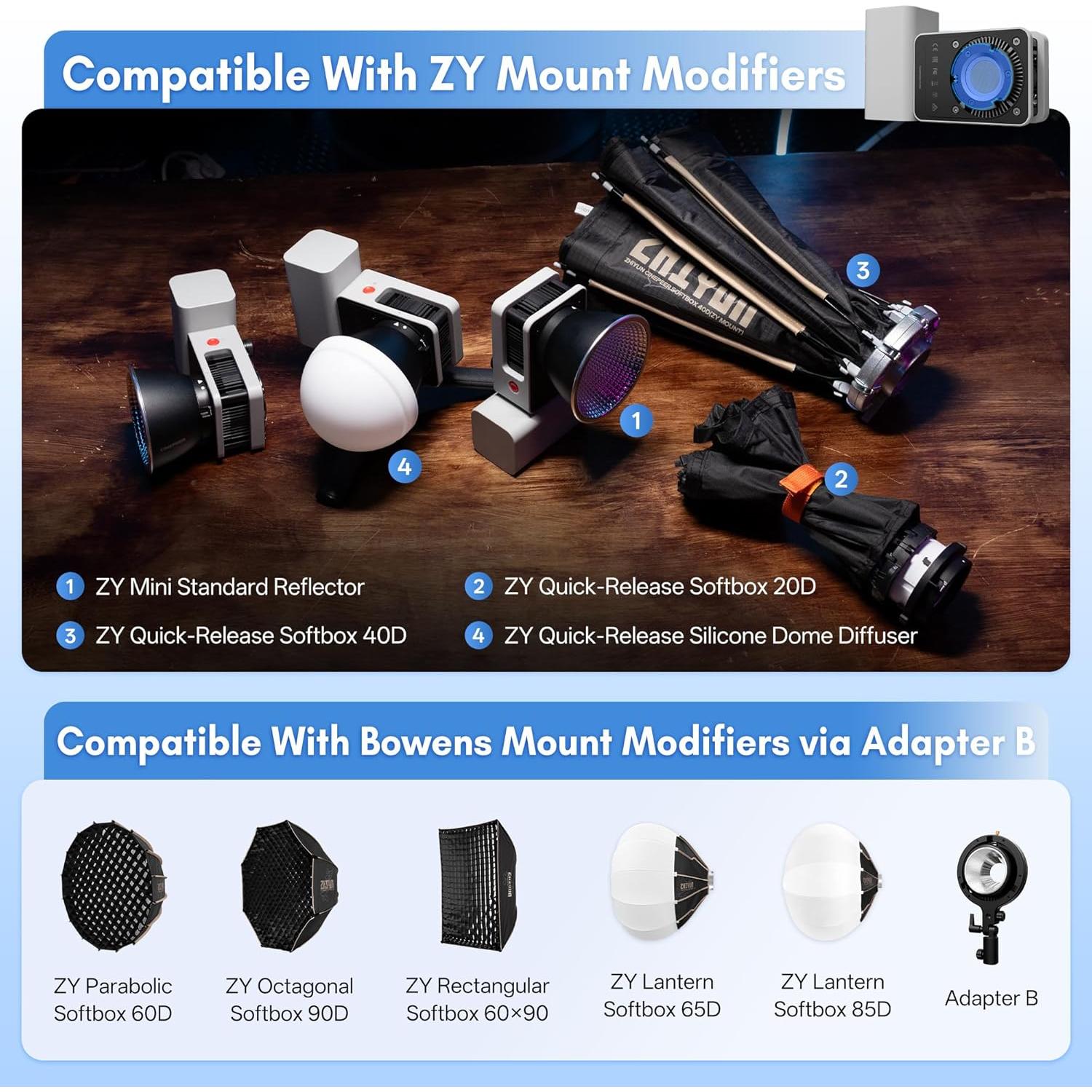 ZHIYUN CX50 Luz de Video LED 50W Bi-Color 2700K-6500K