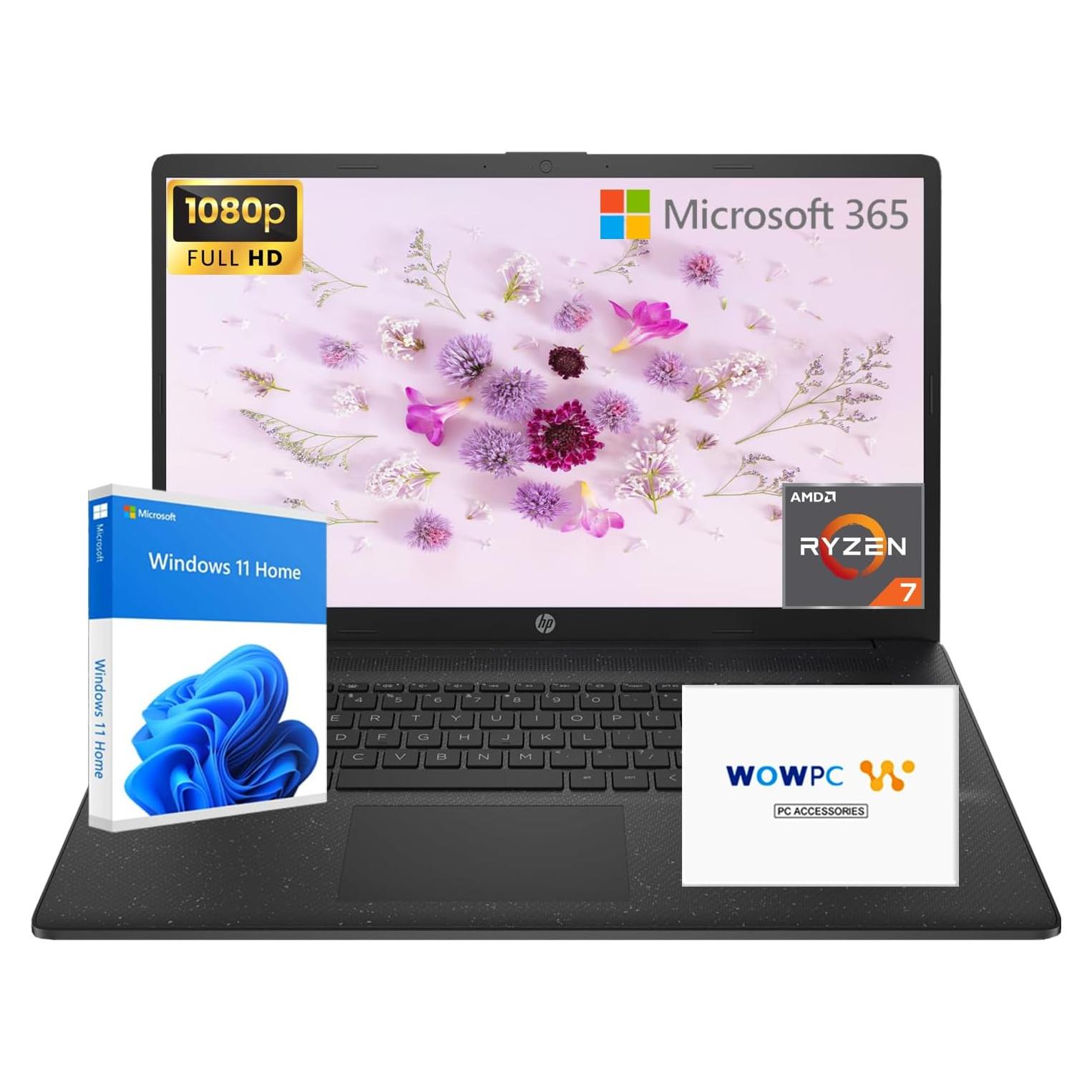 Laptop HP 17.3" FHD Antirreflejo Ryzen 7 64GB RAM 2TB SSD