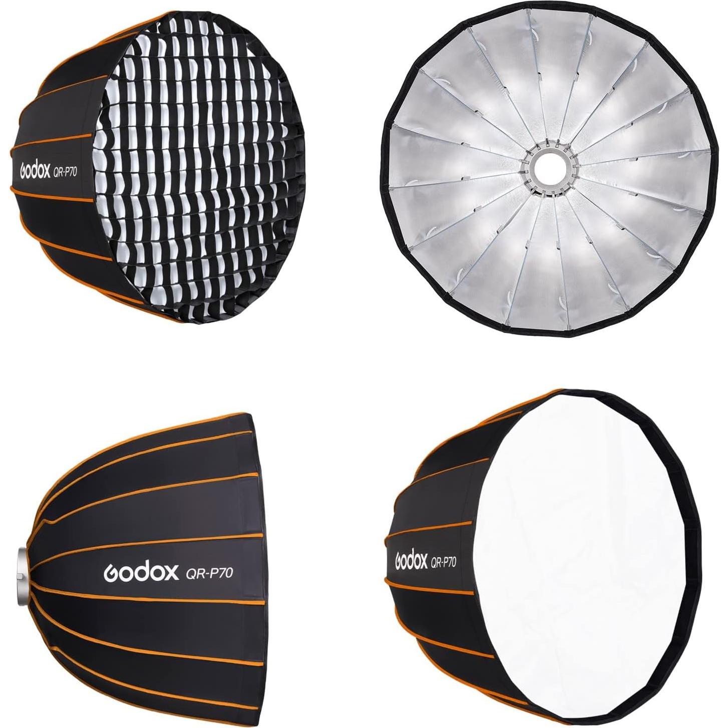 Softbox Parabólico Godox QR-P70 70cm con Difusor y Rejilla