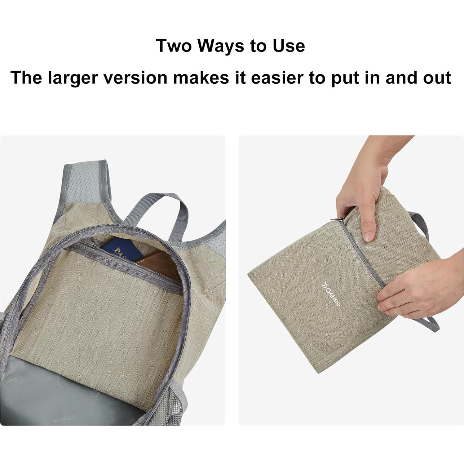 Mochila de Senderismo Plegable G4Free 15L Beige Impermeable