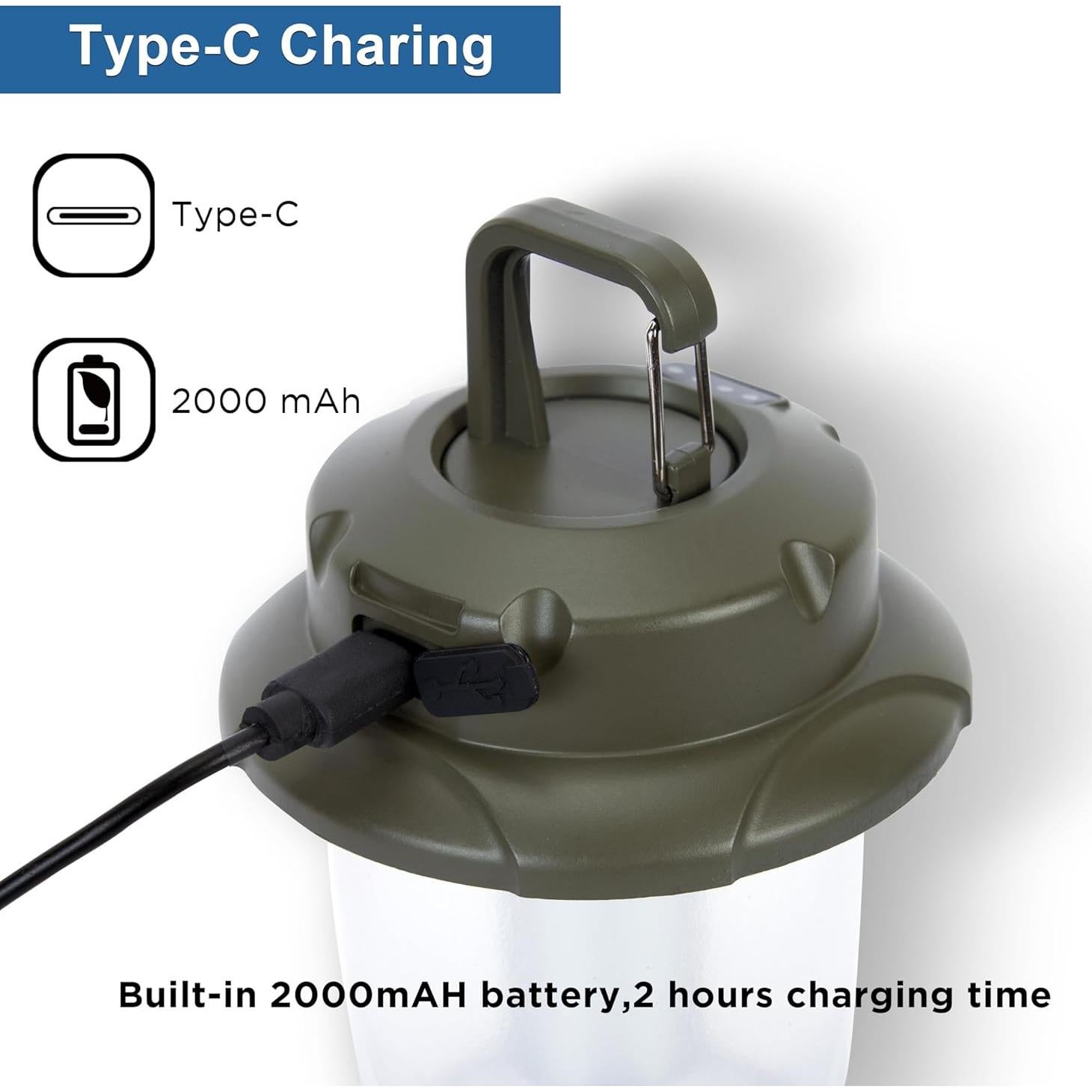 Linterna de Camping Recargable Geperll 450LM Verde Portátil