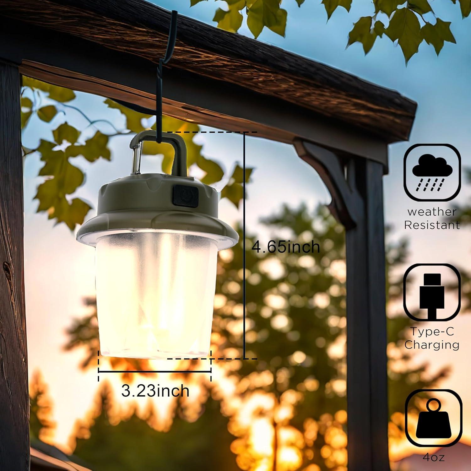 Linterna de Camping Recargable Geperll 450LM Verde Portátil