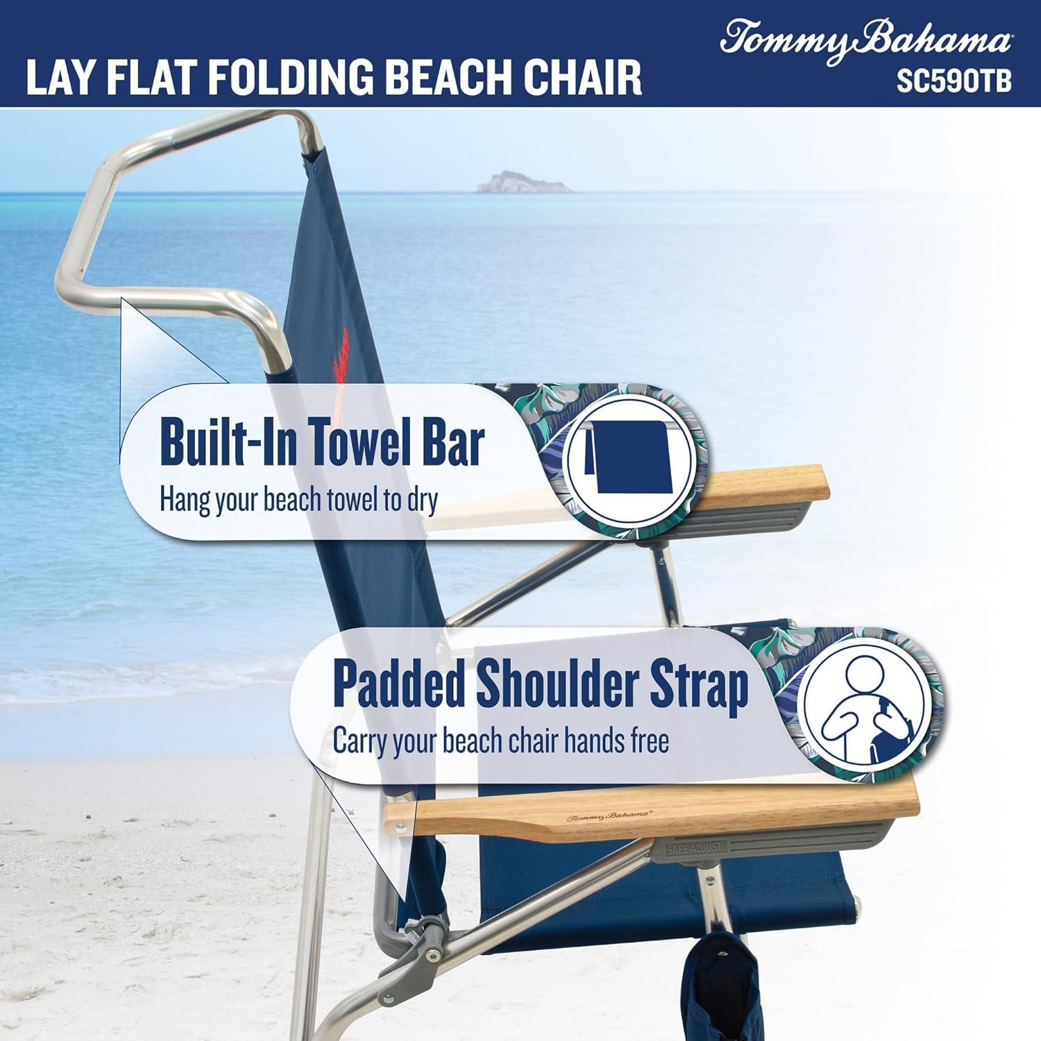 Silla de Playa Tommy Bahama 5 Posiciones con Portavasos