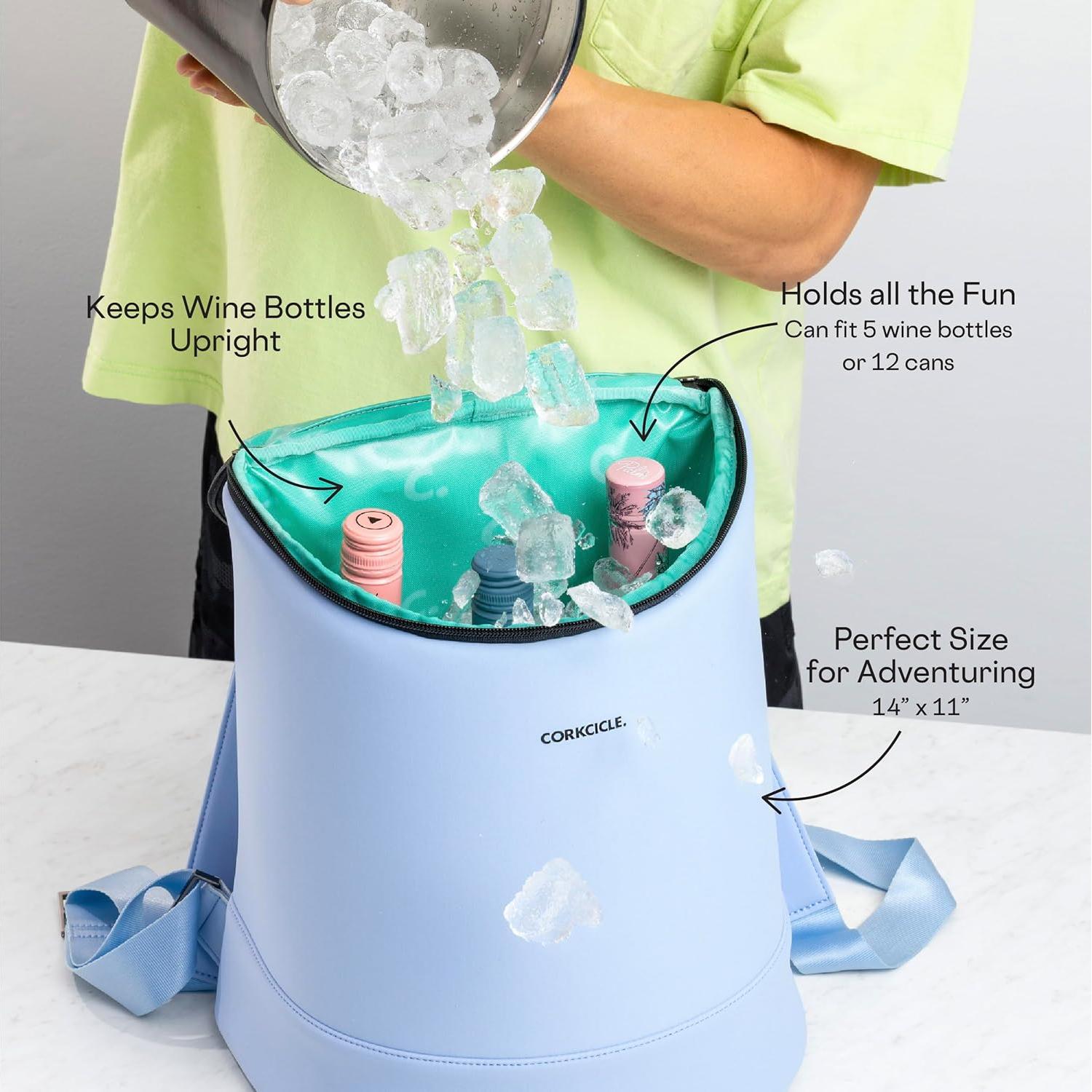 Mochila Cooler Aislada Corkcicle Eola Neopreno Negro 2 Botellas