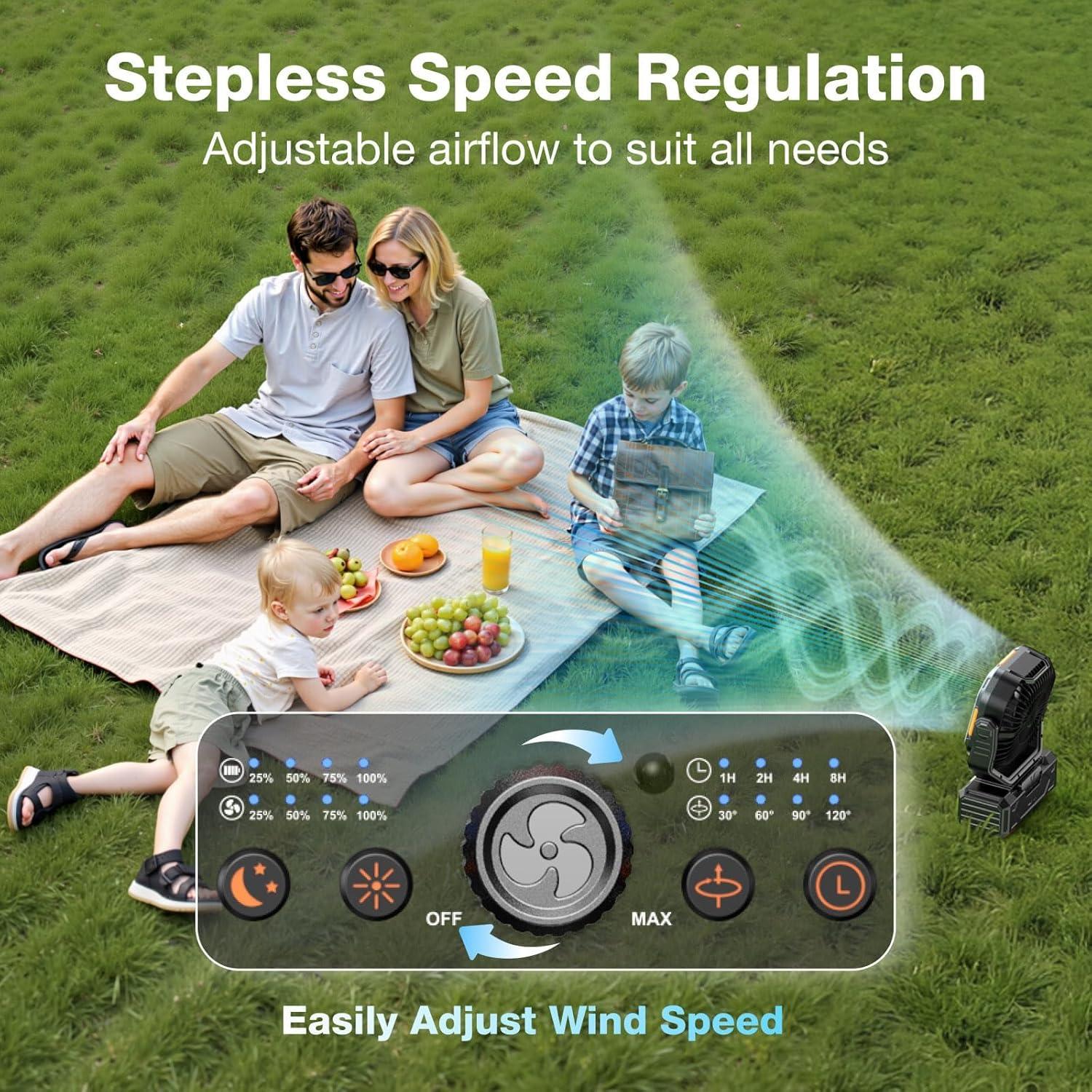 Ventilador de Camping OGERY F11 Recargable 20000mAh Oscilante