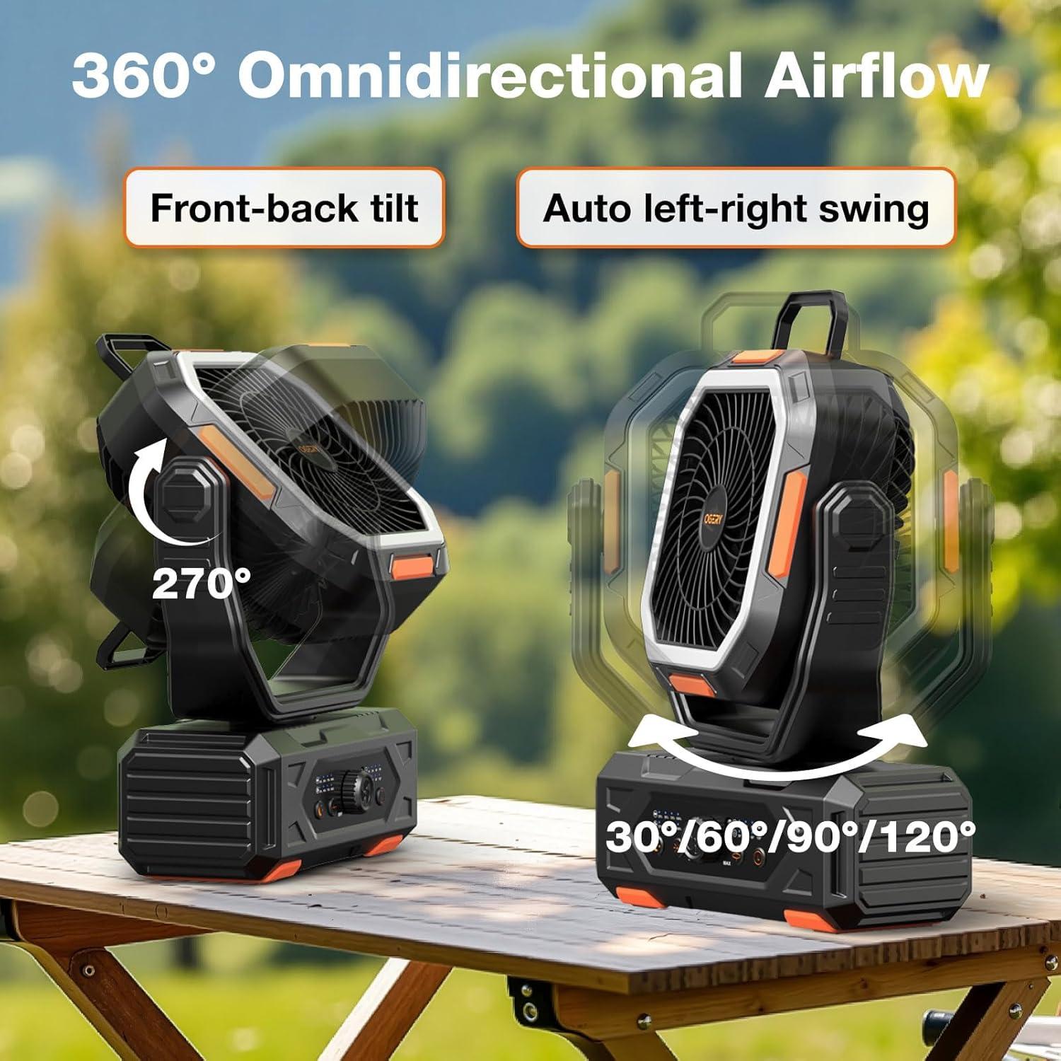 Ventilador de Camping OGERY F11 Recargable 20000mAh Oscilante