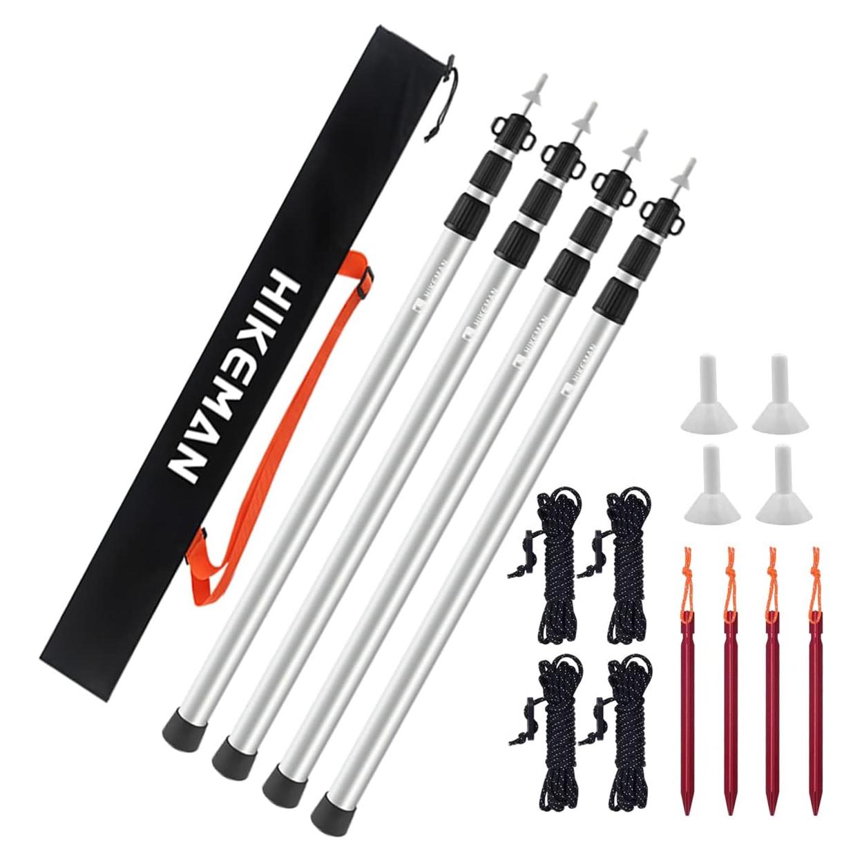 Poste de Camping Ajustable HIKEMAN Aluminio 90-230cm 4 Piezas