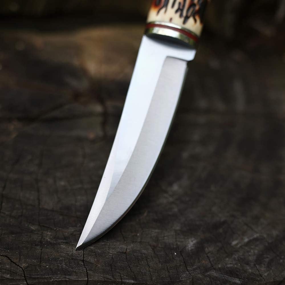 Cuchillo de Hoja Fija FU-GLBY 22cm con Funda de Cuero