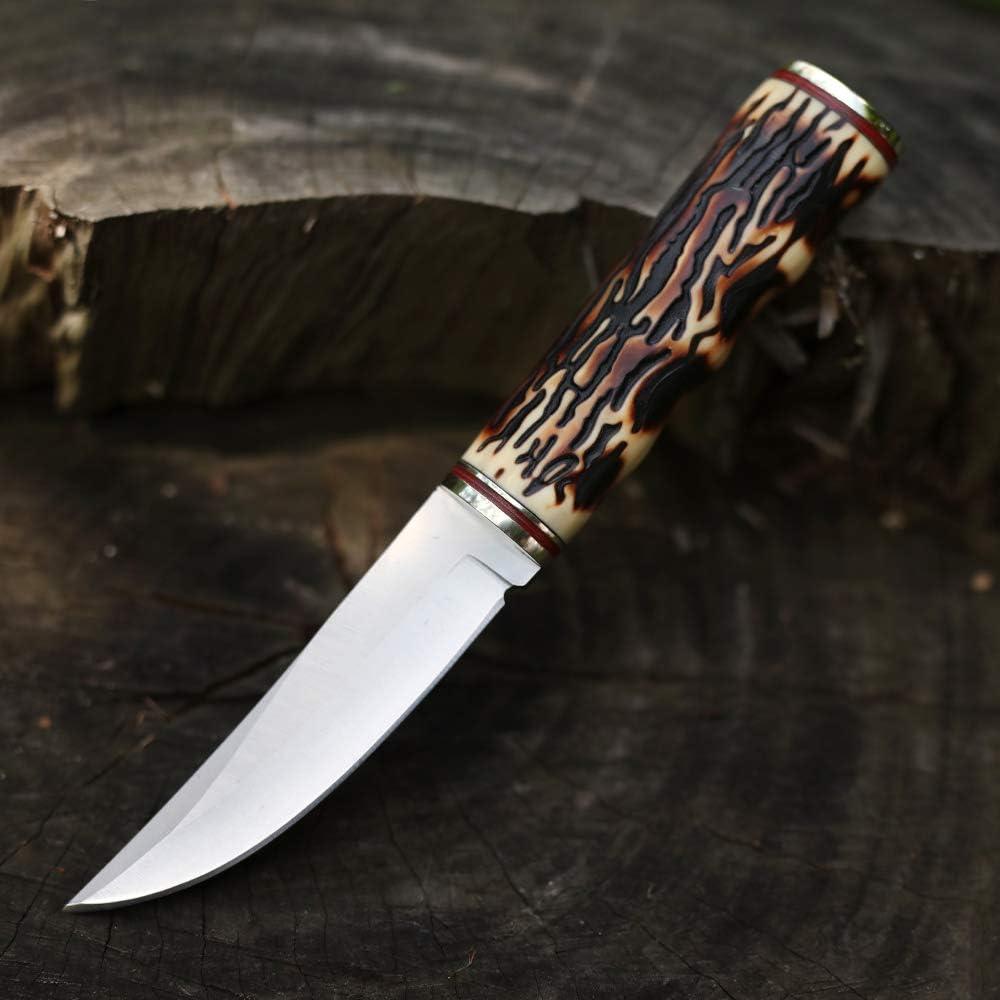 Cuchillo de Hoja Fija FU-GLBY 22cm con Funda de Cuero