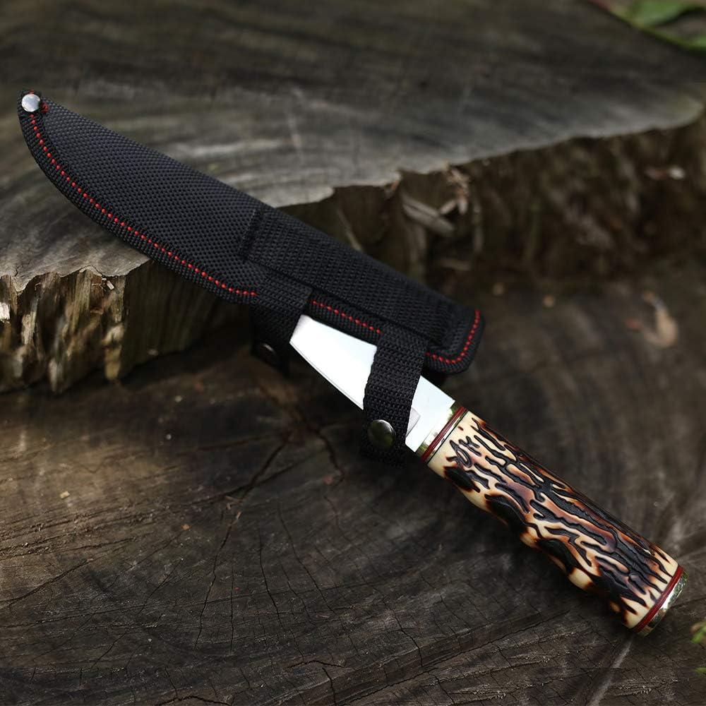 Cuchillo de Hoja Fija FU-GLBY 22cm con Funda de Cuero