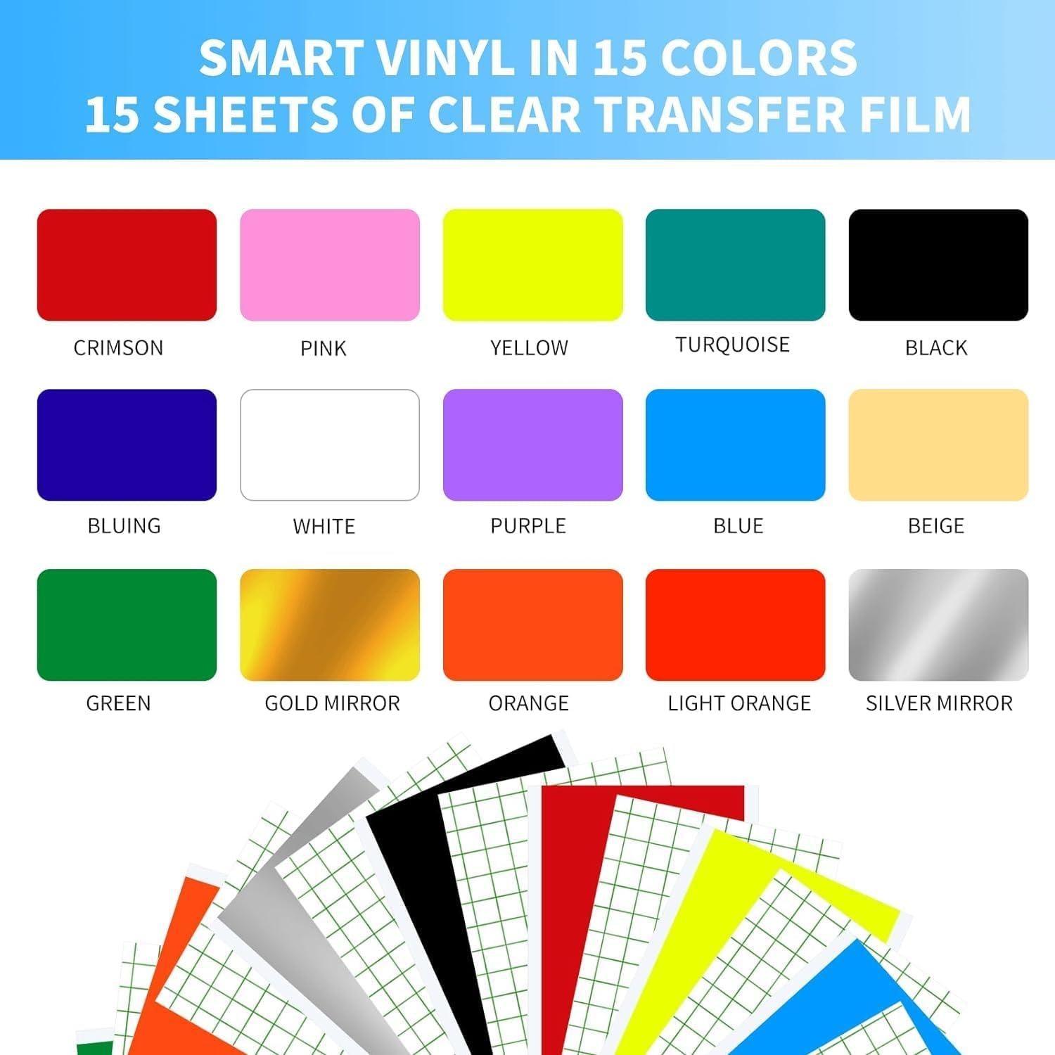 Vinilo Permanente MeYuxg para Cricut Joy 30 Hojas 14x30.5cm