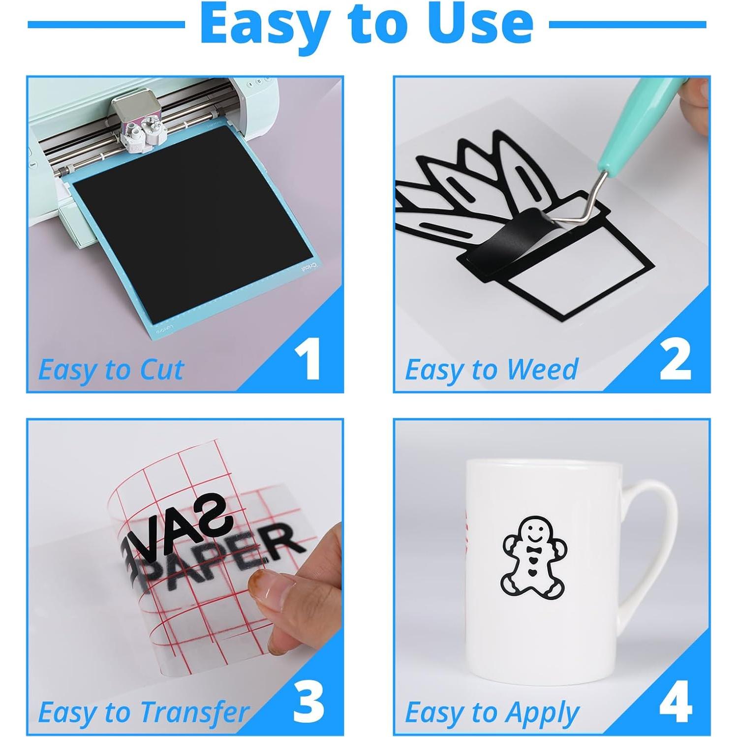 Vinilo Permanente Negro HTVRONT 30.48 cm x 9.14 m para Cricut