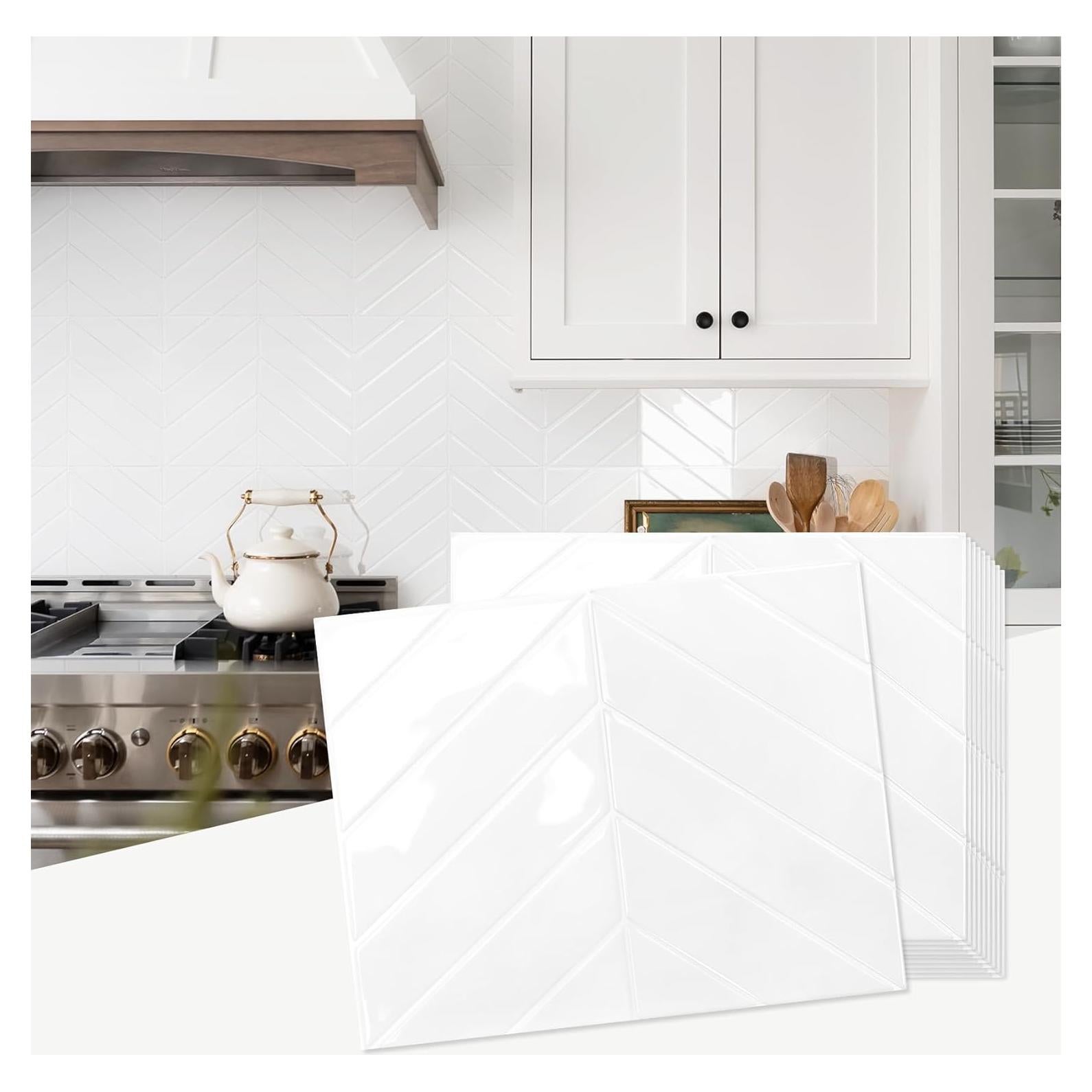 Azulejos Autoadhesivos STICKGOO Espiga 10 Hojas 32x24.6cm Blanco