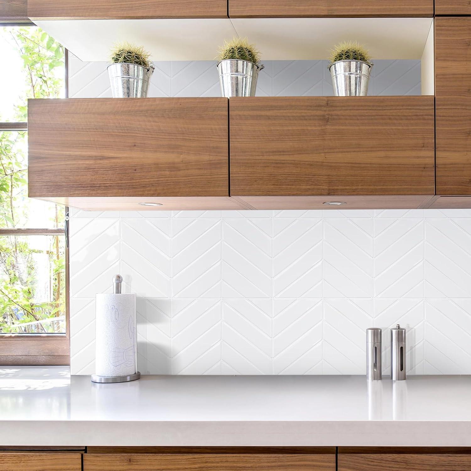 Azulejos Autoadhesivos STICKGOO Espiga 10 Hojas 32x24.6cm Blanco