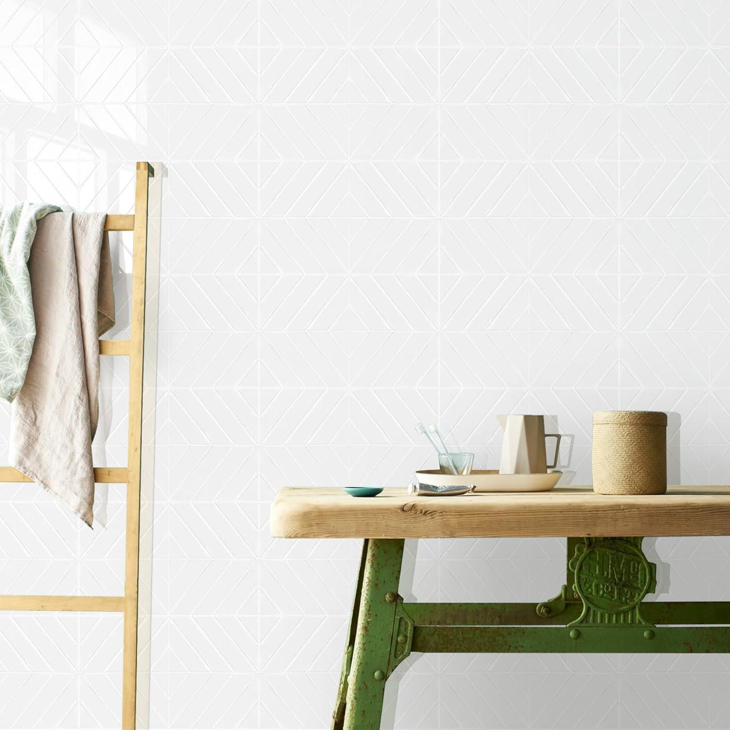 Azulejos Autoadhesivos STICKGOO Espiga 10 Hojas 32x24.6cm Blanco