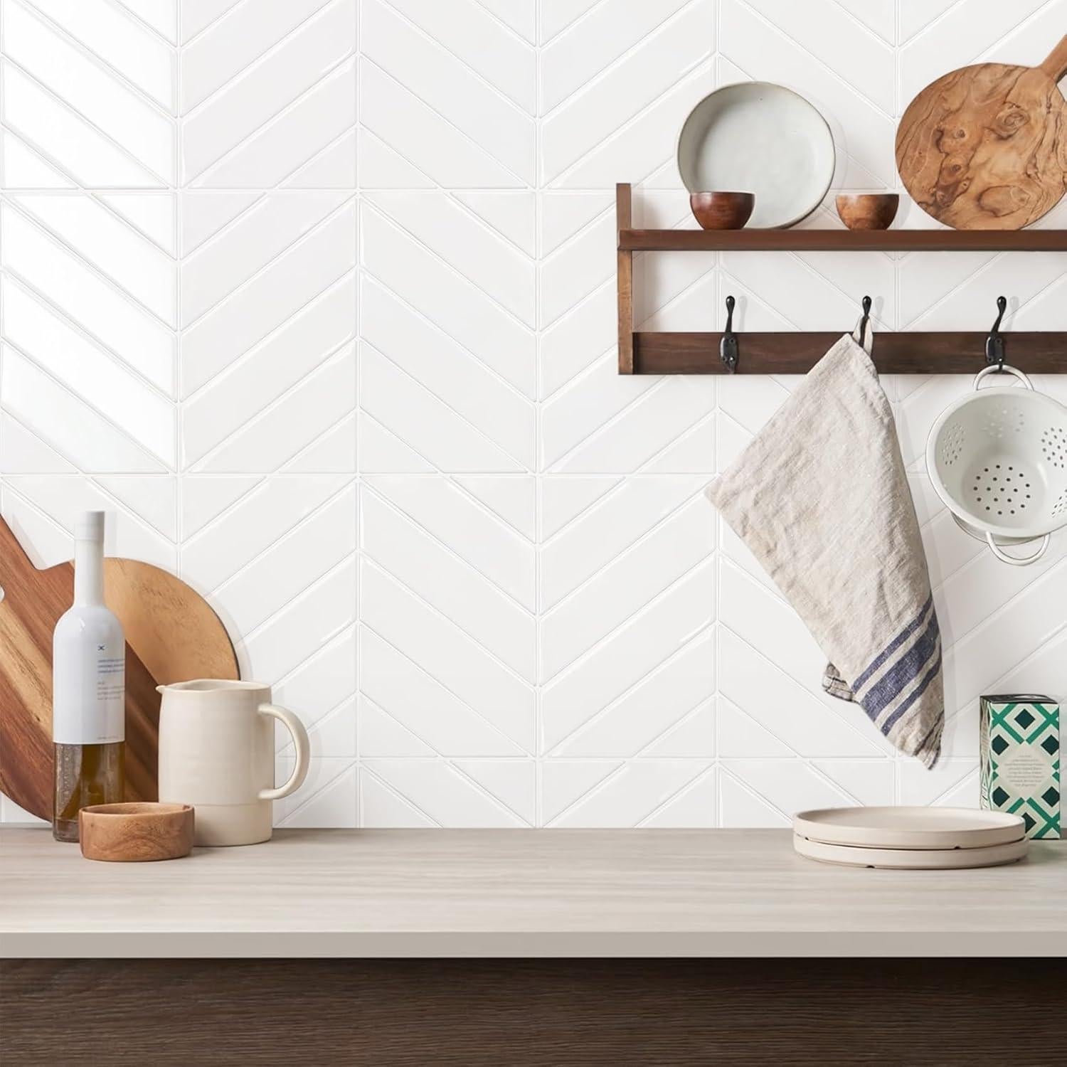 Azulejos Autoadhesivos STICKGOO Espiga 10 Hojas 32x24.6cm Blanco