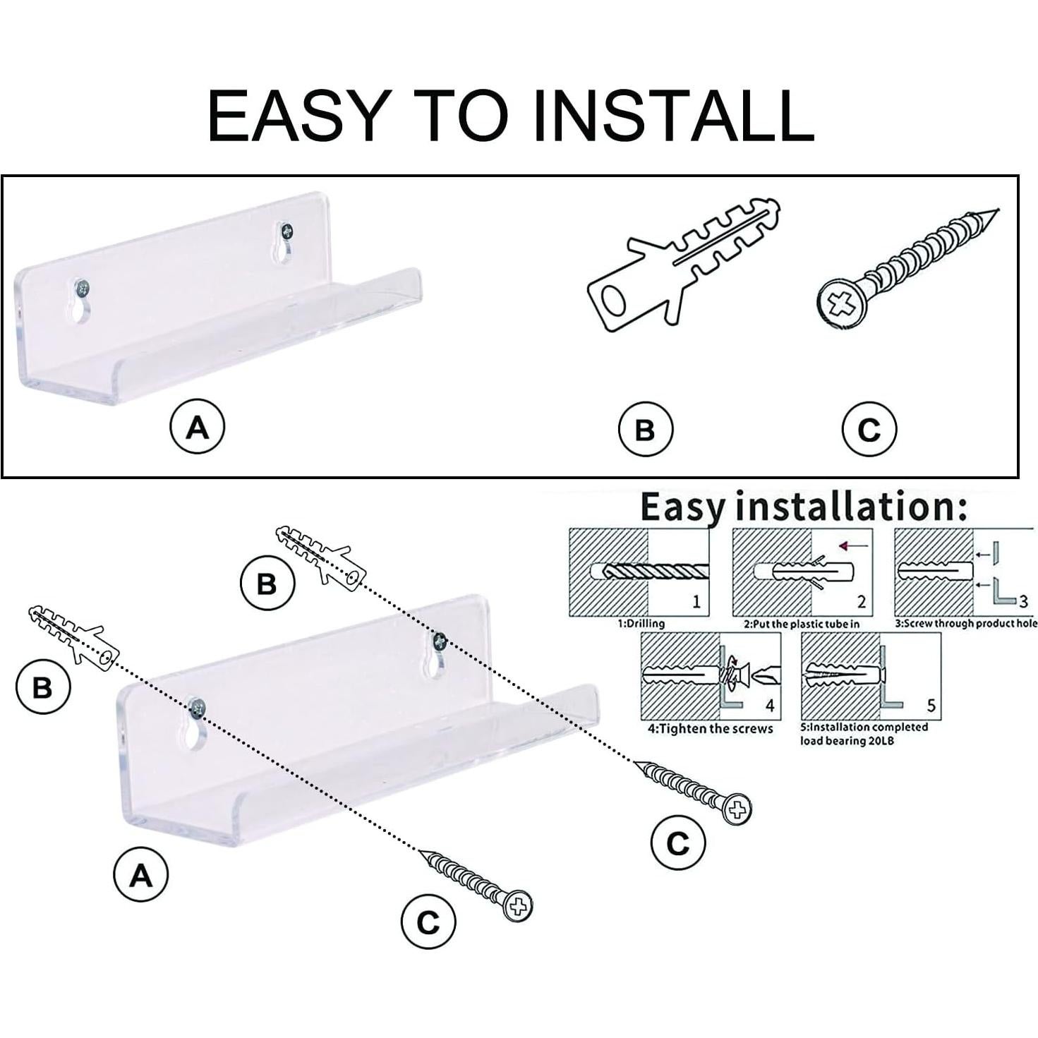 Estantería Flotante Sooyee 6 Pack 7 Pulgadas Negra para Niños