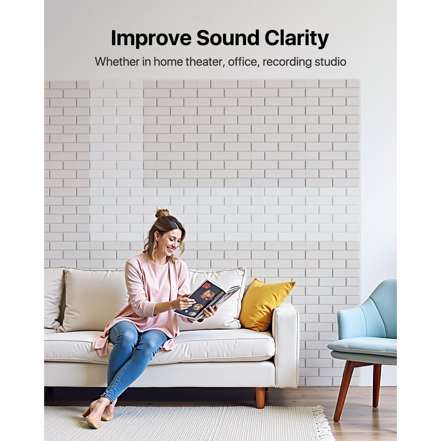 Paneles Acústicos Autoadhesivos Soundsbay Ladrillo Beige 12 Pzas