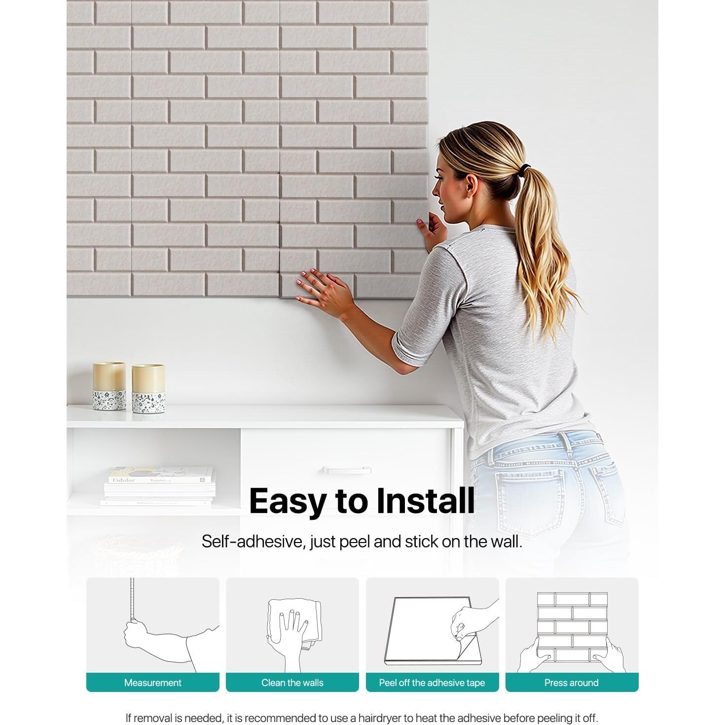 Paneles Acústicos Autoadhesivos Soundsbay Ladrillo Beige 12 Pzas