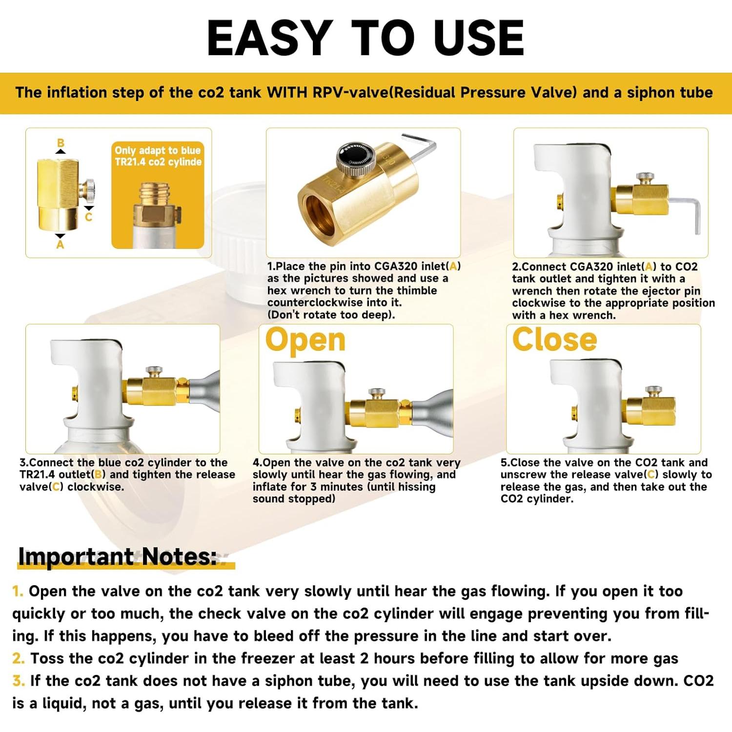 Adaptador de Recarga CO2 CGA320 para Fizzi One Touch Jet