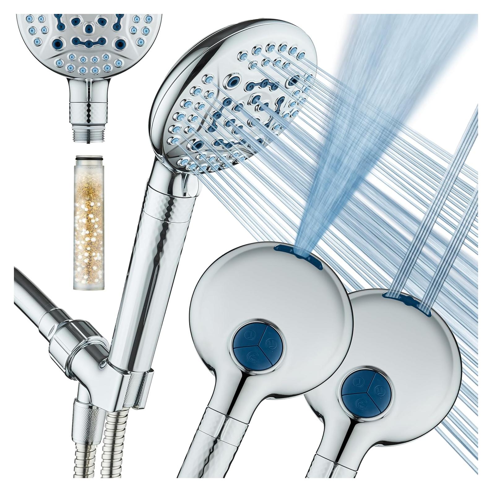 Ducha de Mano AquaCare 10 Modos Alta Presión Cromada 1.83m