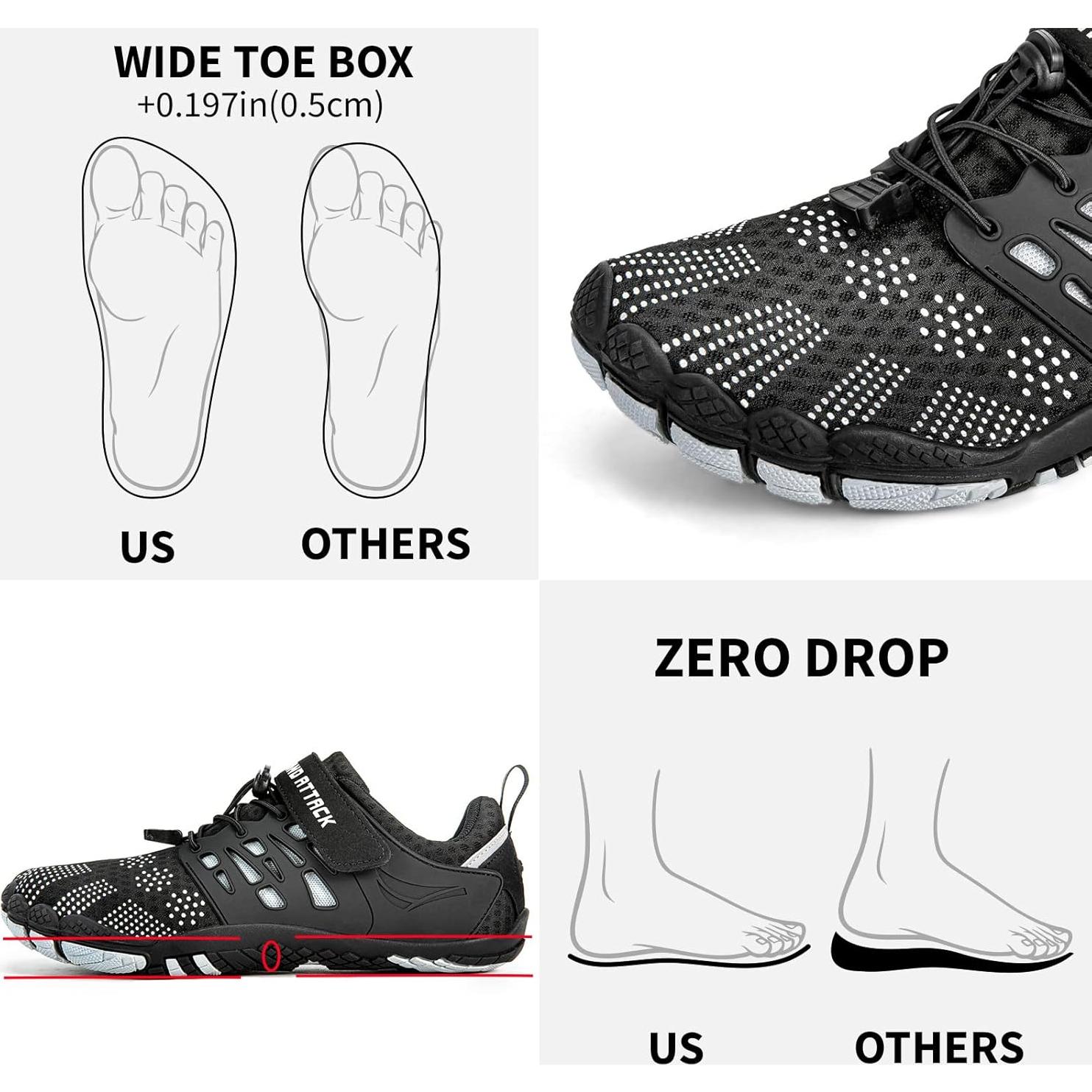 Zapatos Barefoot Hombre Grand Attack Zt608 Negro 7.5 Ancho