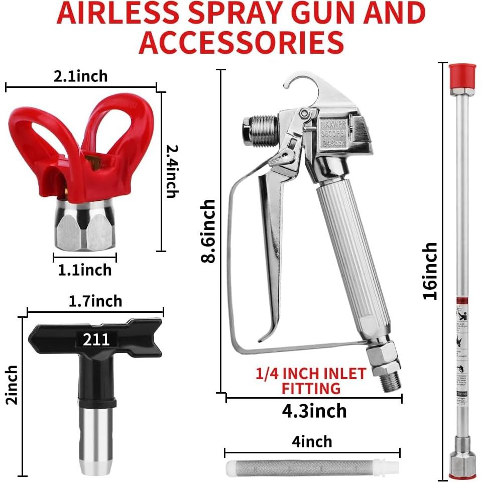 Pistola de pintura sin aire Cada familia 3600 PSI 40cm 5 boquillas