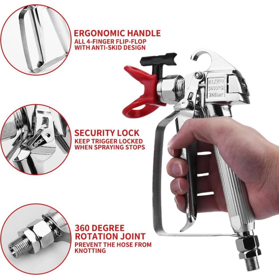 Pistola de pintura sin aire Cada familia 3600 PSI 40cm 5 boquillas