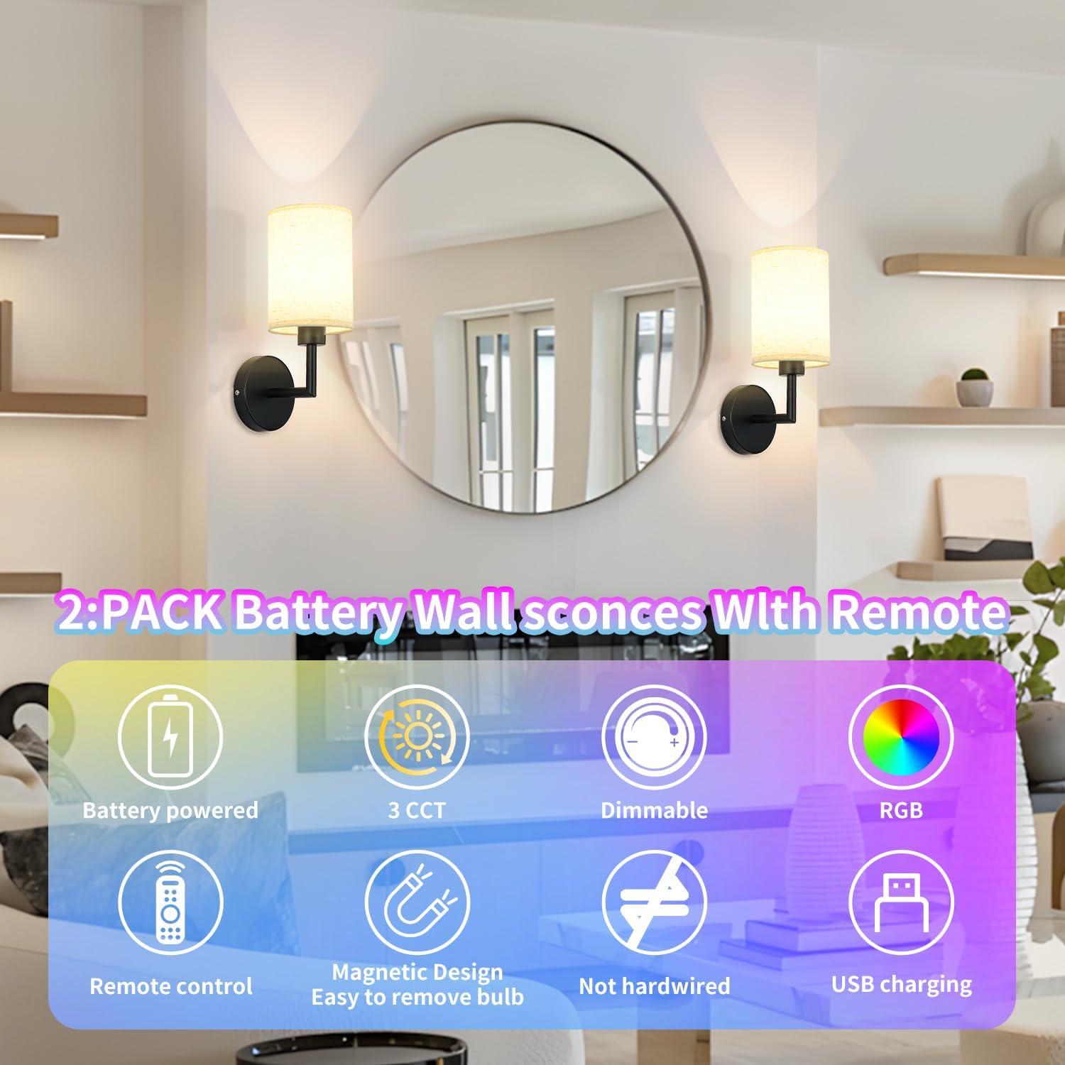 Juego de Apliques de Pared Recargables Wall Sconc 2 Unidades