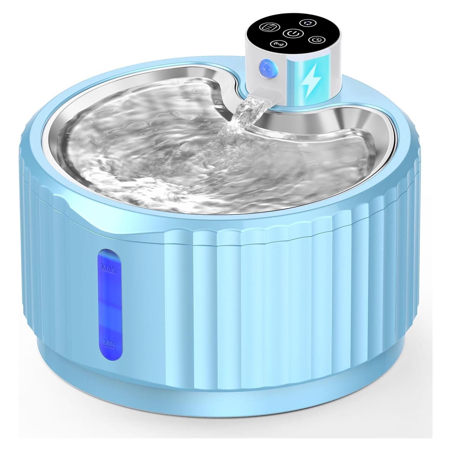 Fuente de Agua Inalámbrica para Gatos JEERAMIA 2.8L Azul