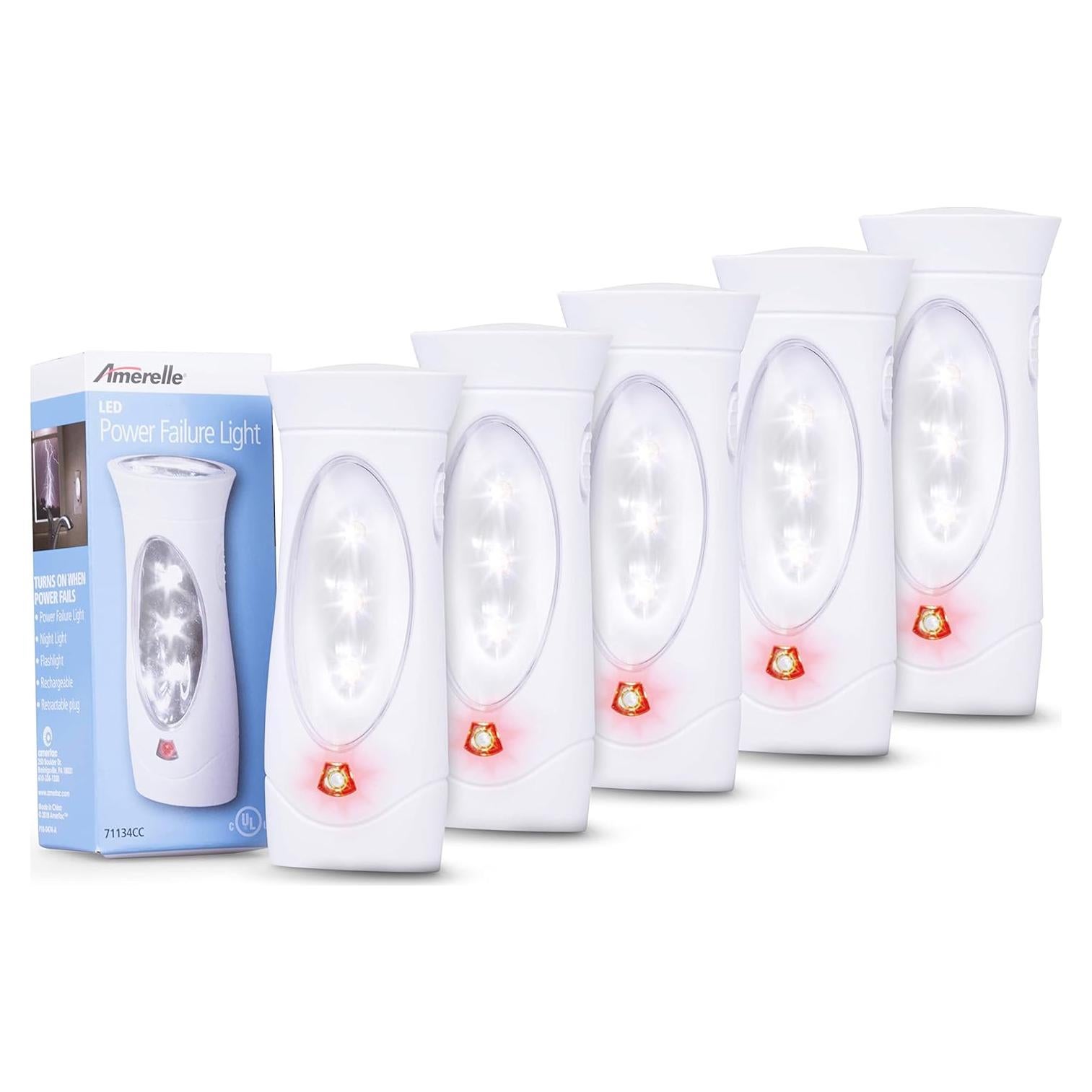 Luces de Emergencia LED Amerelle 5 Piezas Recargables