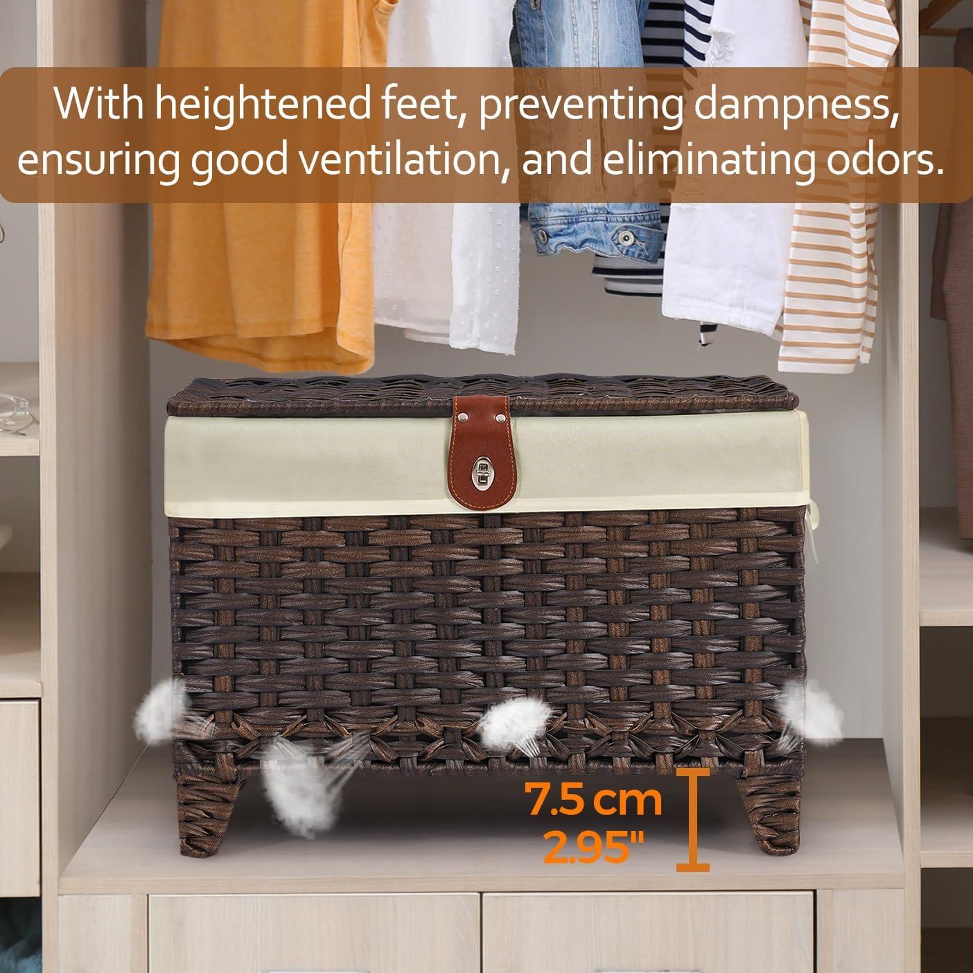 Cesta de Almacenamiento Honjourai 65L con Tapa y Forro Removible