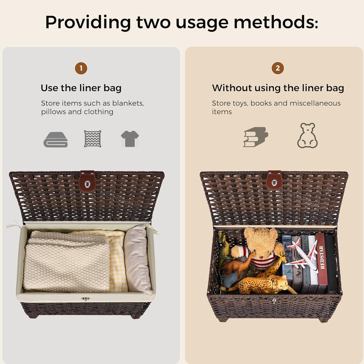 Cesta de Almacenamiento Honjourai 65L con Tapa y Forro Removible