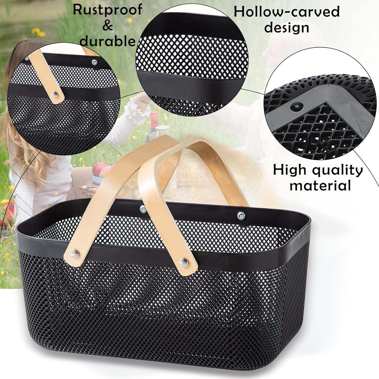 Cestas de Picnic de Plástico Nexboraque - 2 Tamaños, Negro