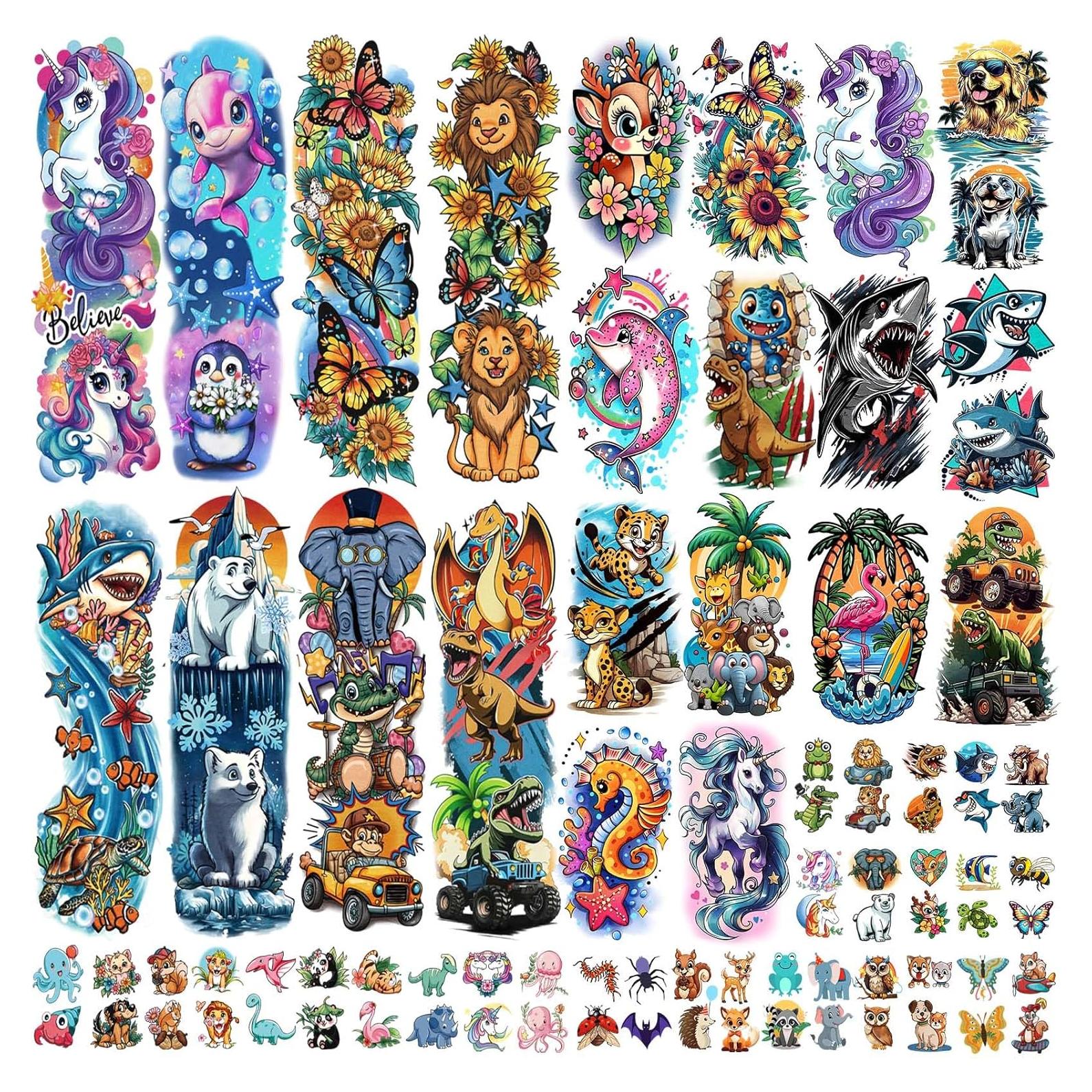 Tatuajes Temporales Niños Gabizafia 52 Hojas Coloridos