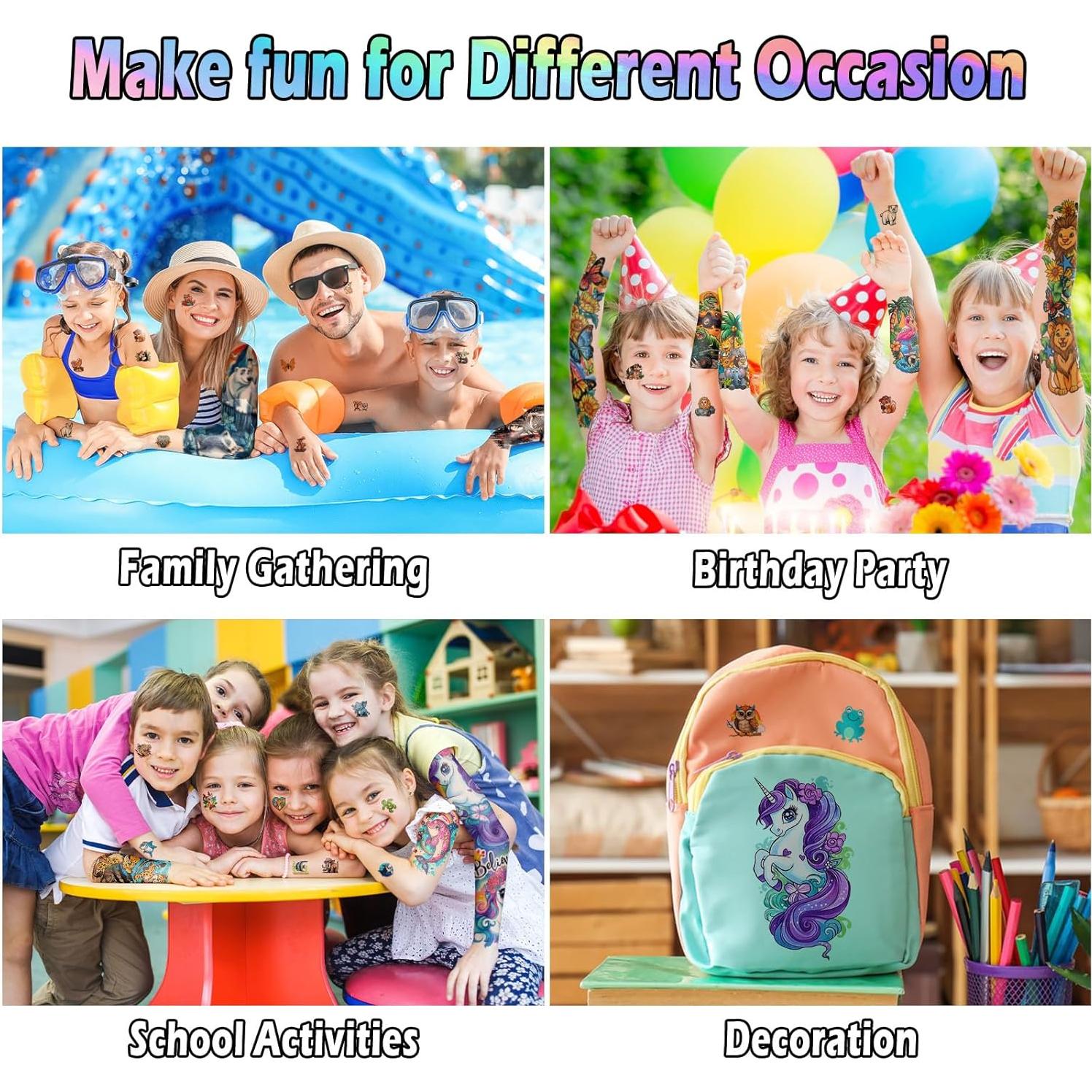 Tatuajes Temporales Niños Gabizafia 52 Hojas Coloridos