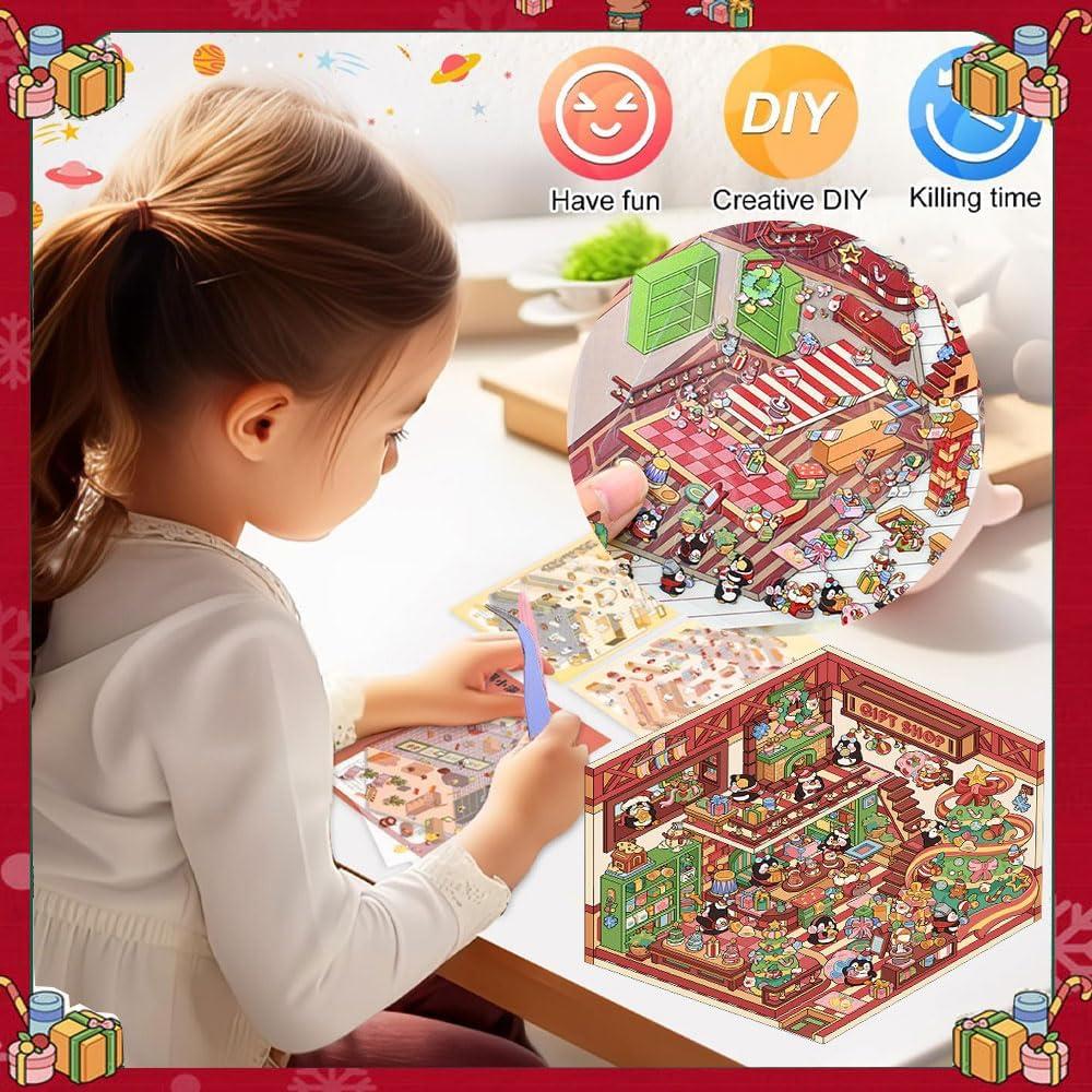 Pegatinas 3D Navideñas iSkelter - 4 Juegos para Adultos y Niños