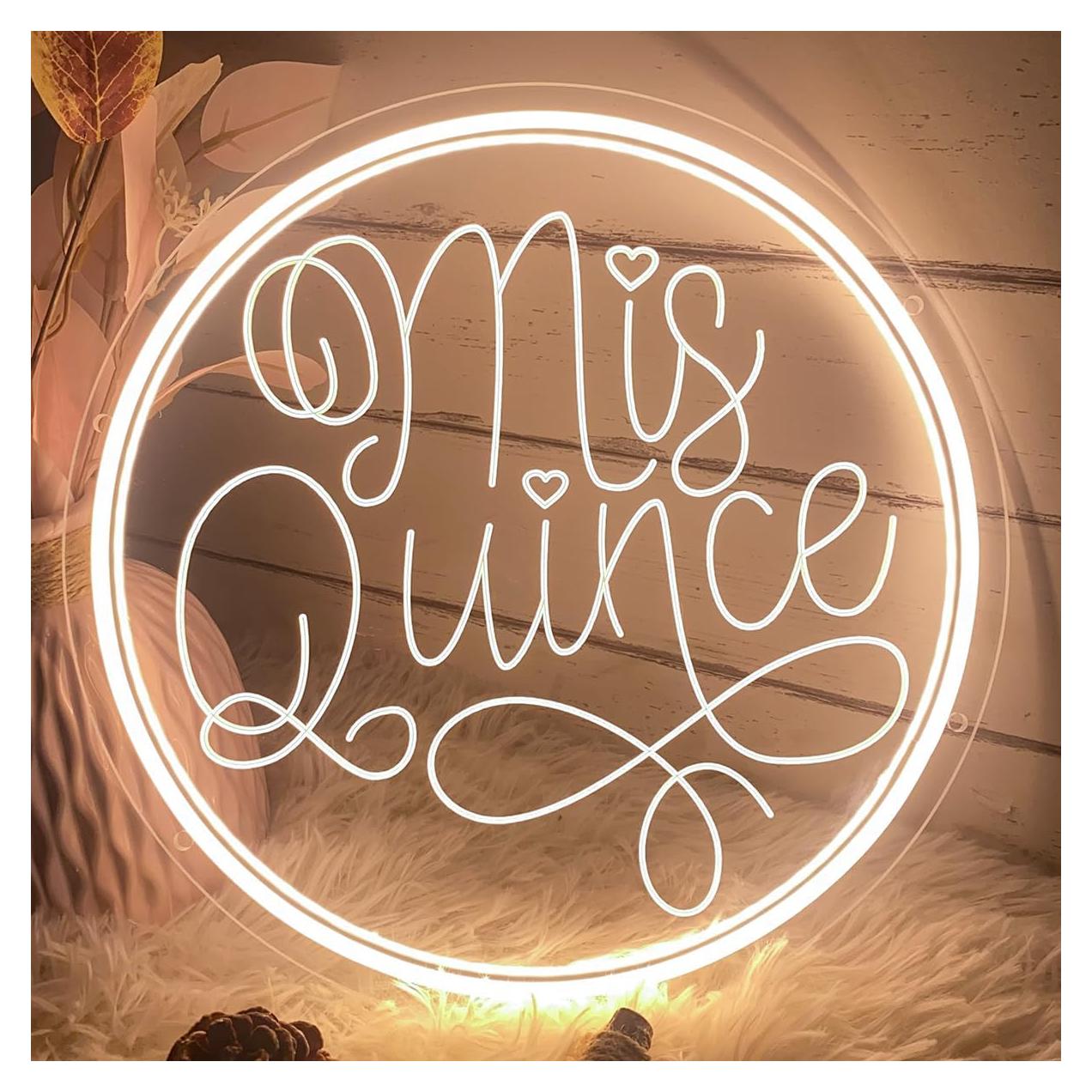 Señal de Neón LED Mis Quince 30x30cm Decoración Pared