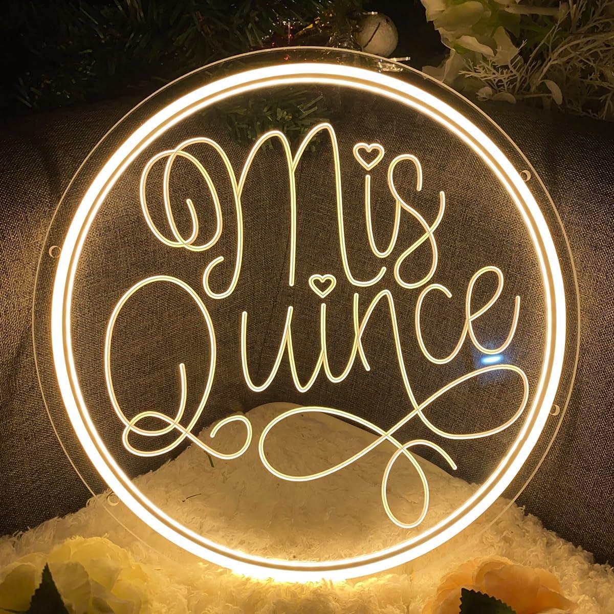 Señal de Neón LED Mis Quince 30x30cm Decoración Pared